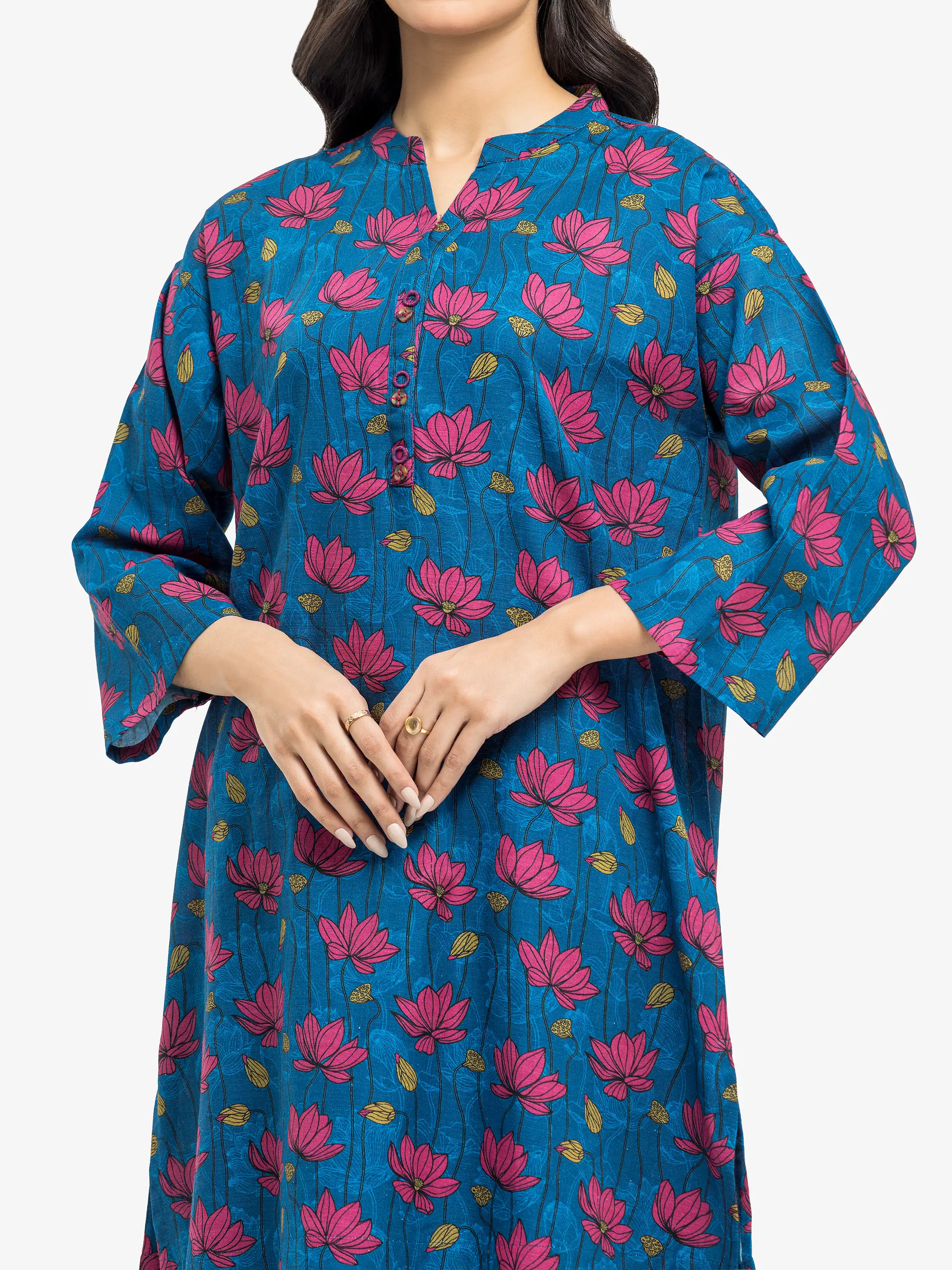 Printed Khaddar Co-Ord Set - EWTKP24-81414ST - Image 3
