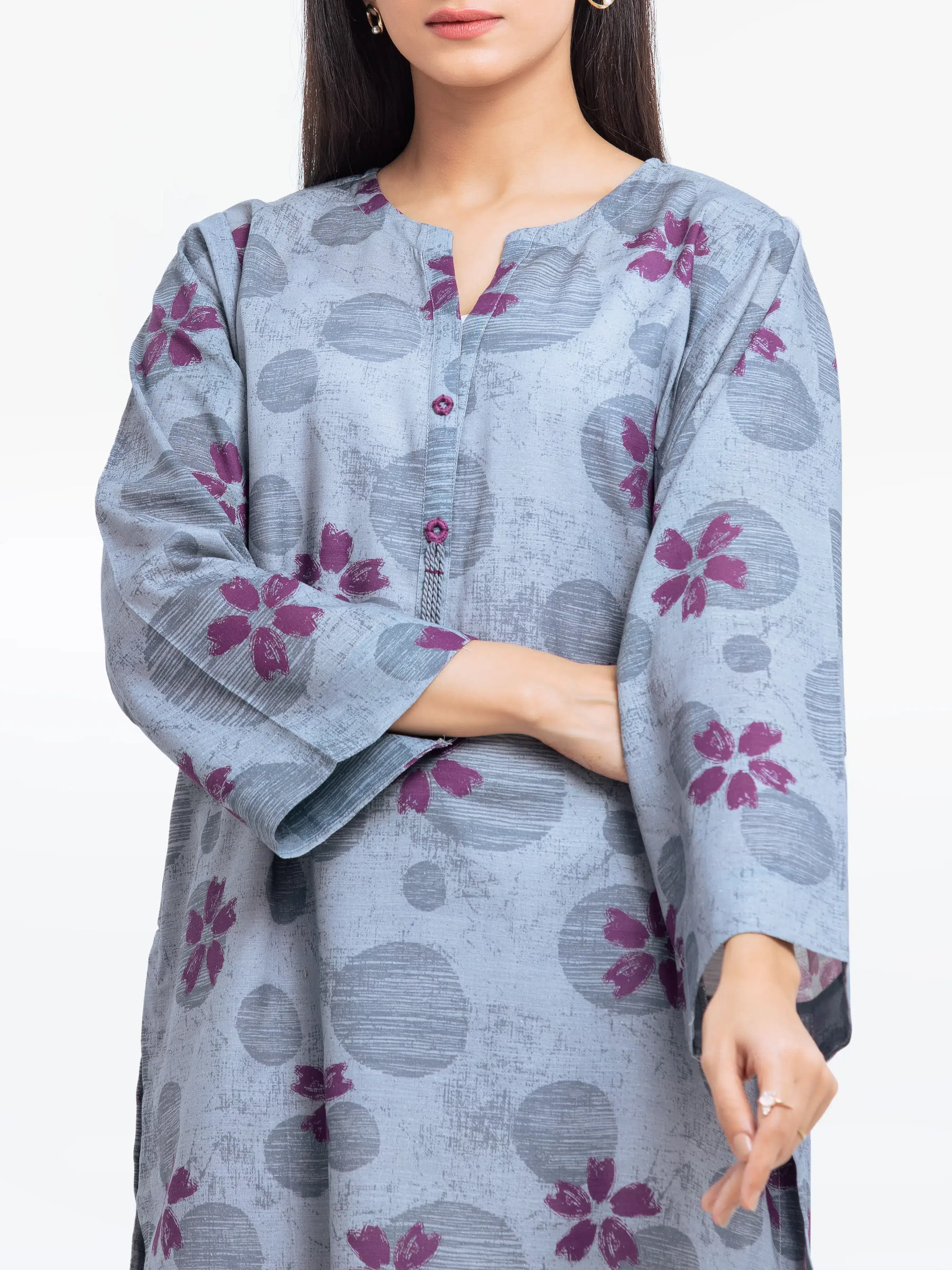 Printed Khaddar Co-Ord Set - EWTKP24-81418ST - Image 2