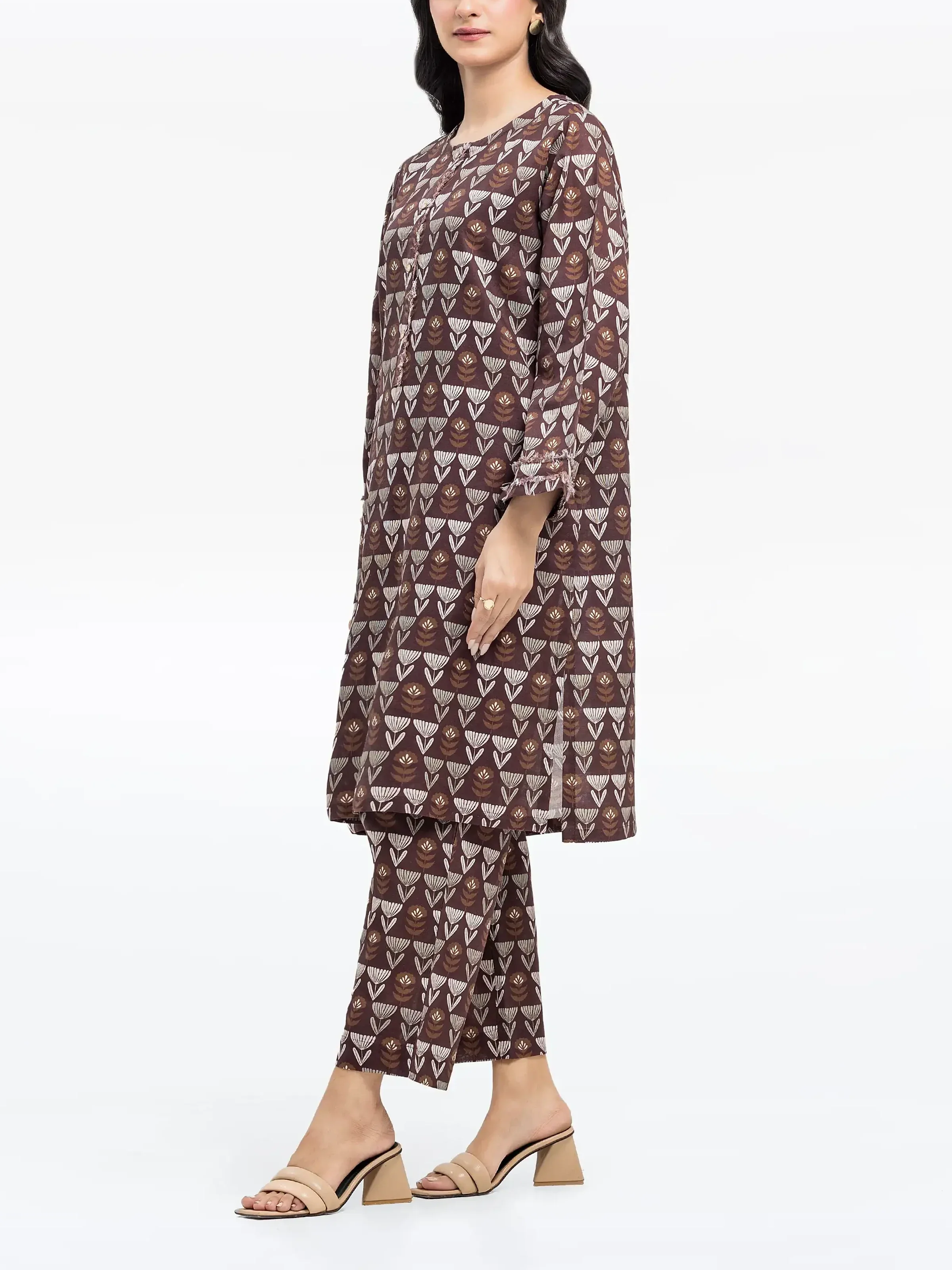 Printed Khaddar Co-Ord Set - EWTKP24-81500ST - Image 4