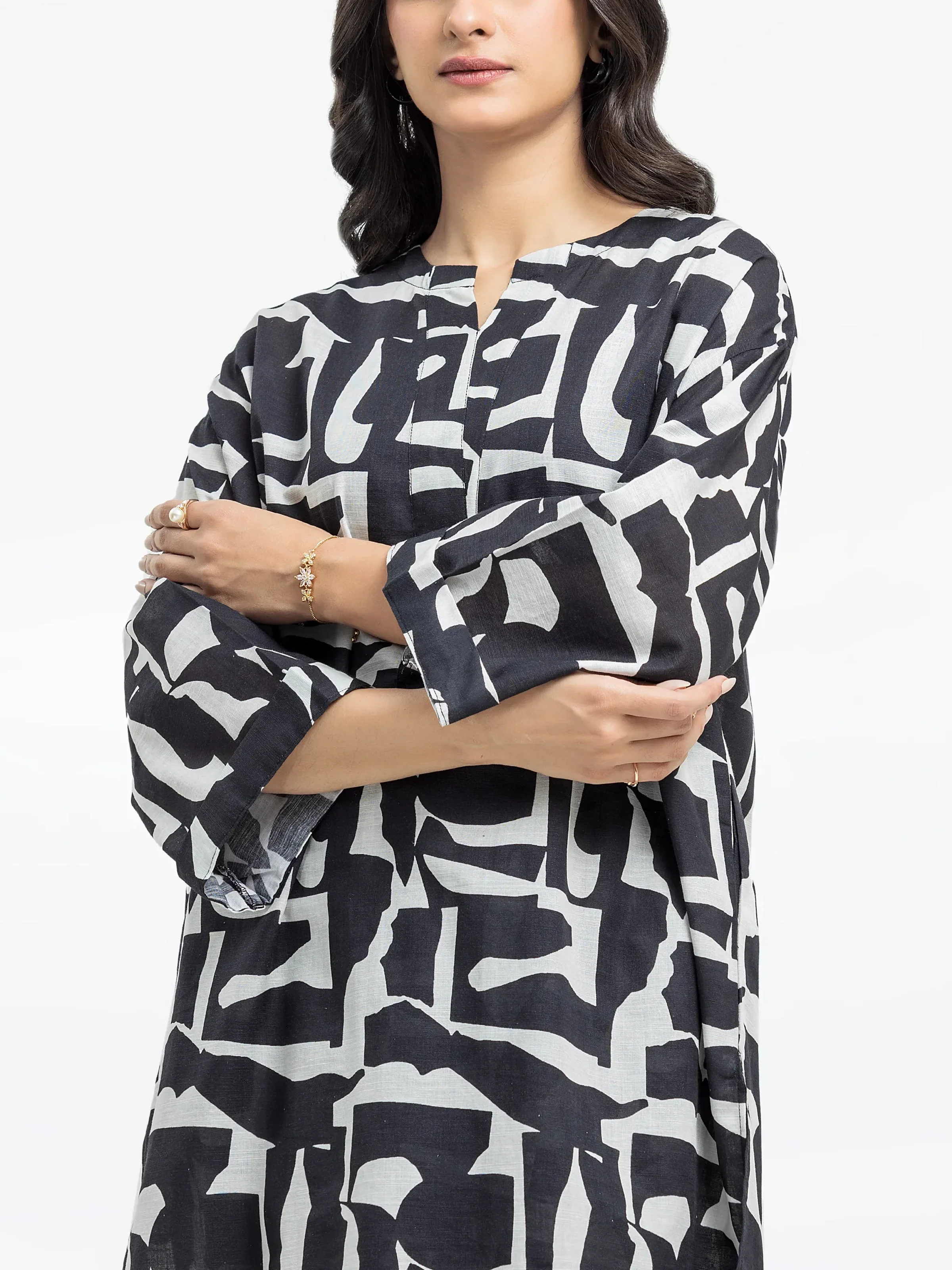 Printed Khaddar Co-Ord Set - EWTKP24-81503ST - Image 2
