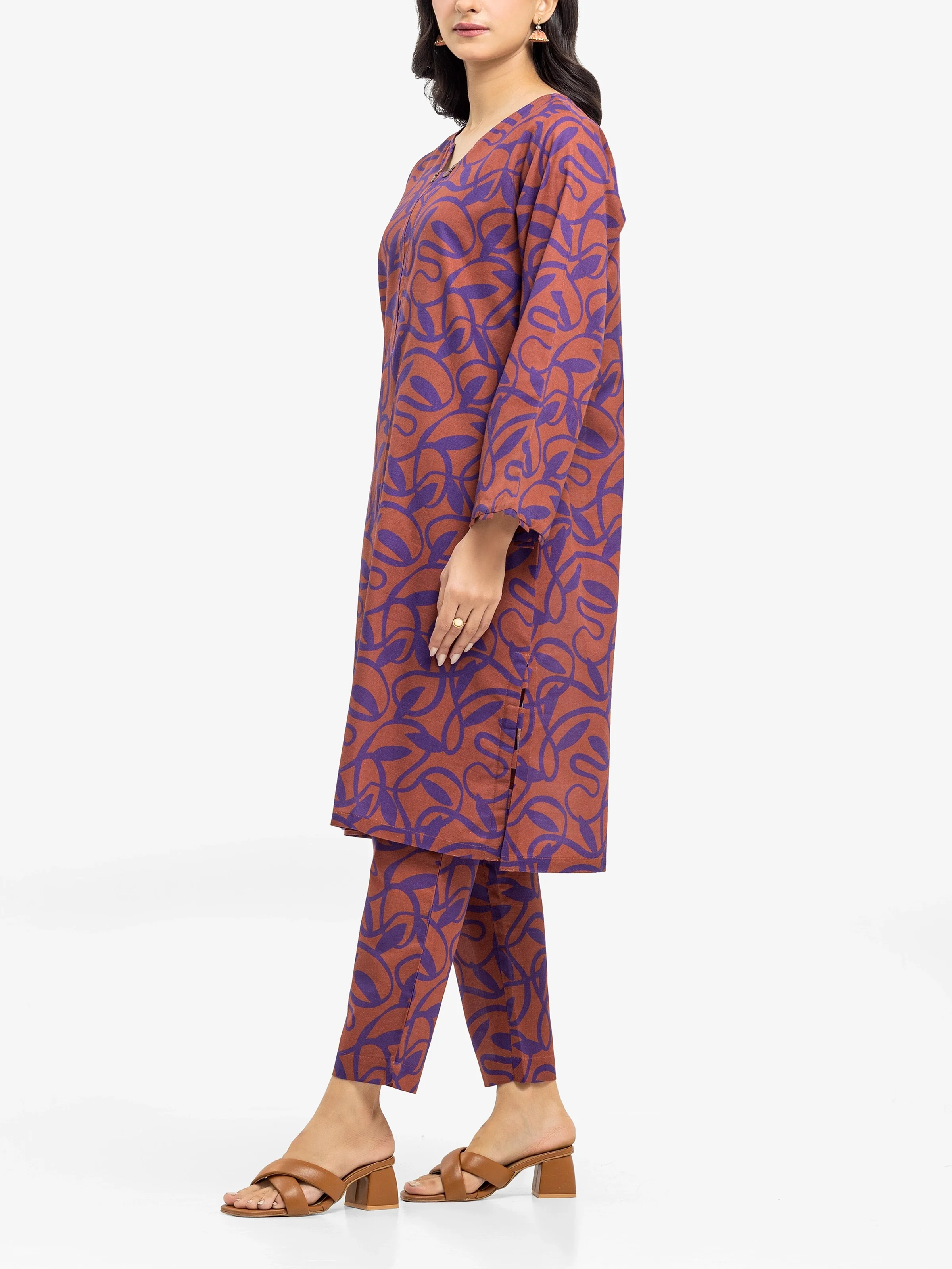 Printed Khaddar Co-Ord Set - EWTKP24-81507ST - Image 4