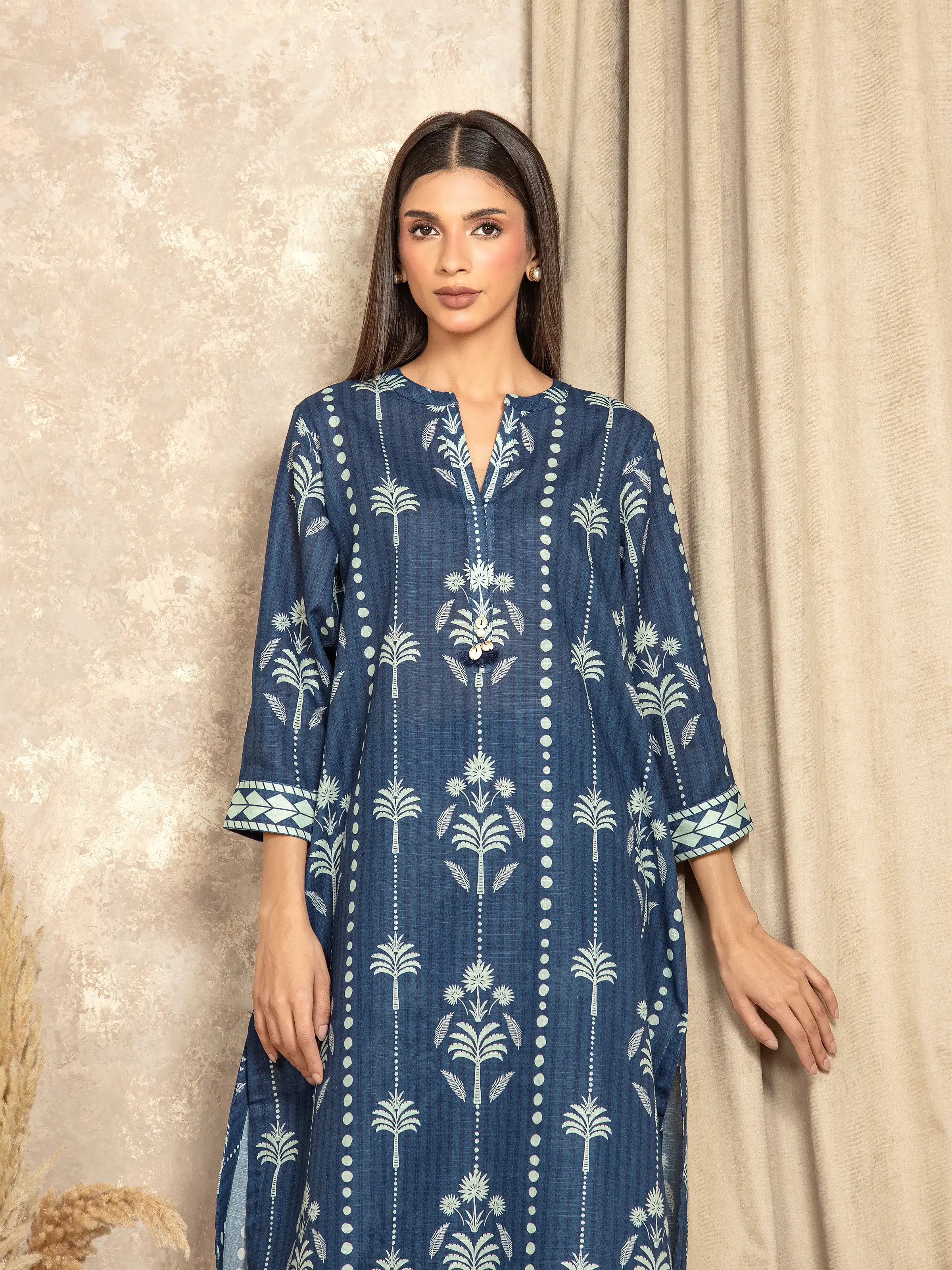 Printed Khaddar Co-Ord Set - EWTKP5-84027ST - Image 2