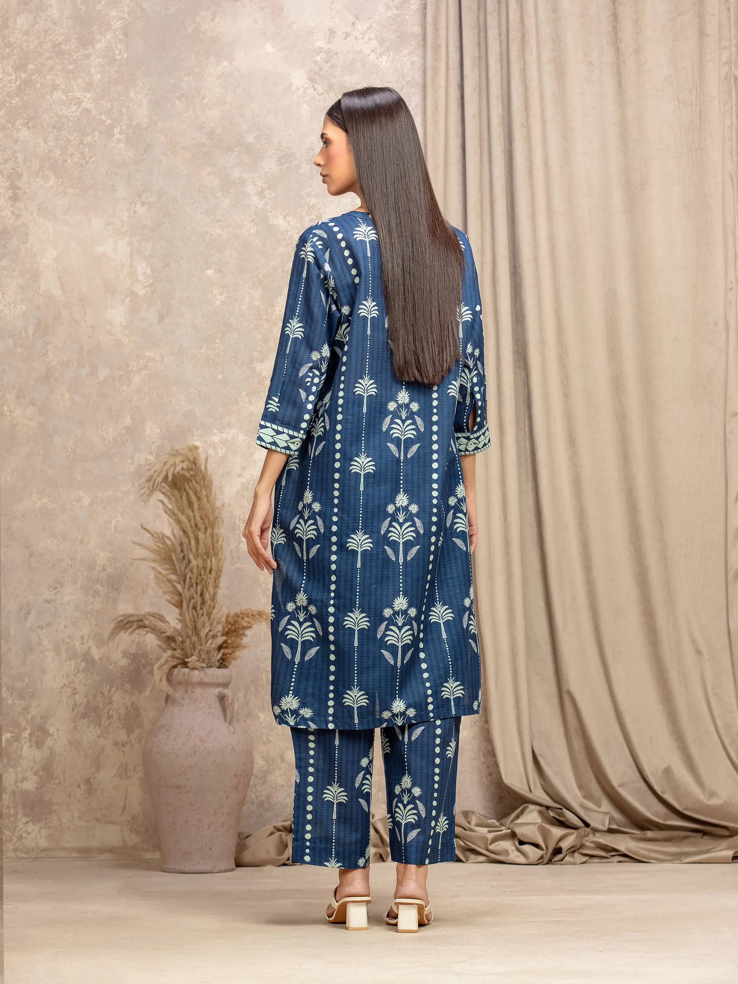 Printed Khaddar Co-Ord Set - EWTKP5-84027ST - Image 6