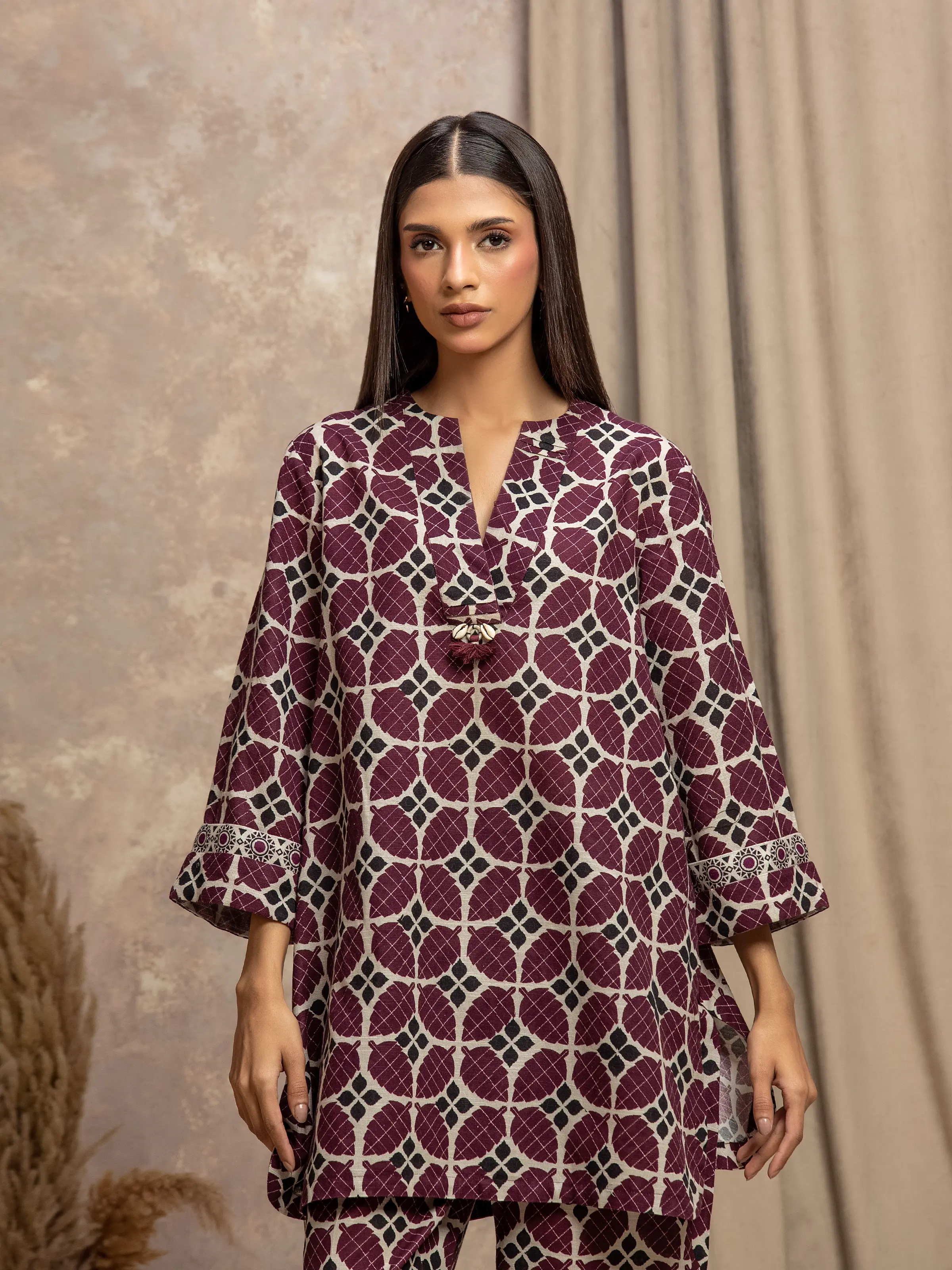 Printed Khaddar Co-Ord Set - EWTKP5-84028ST - Image 2