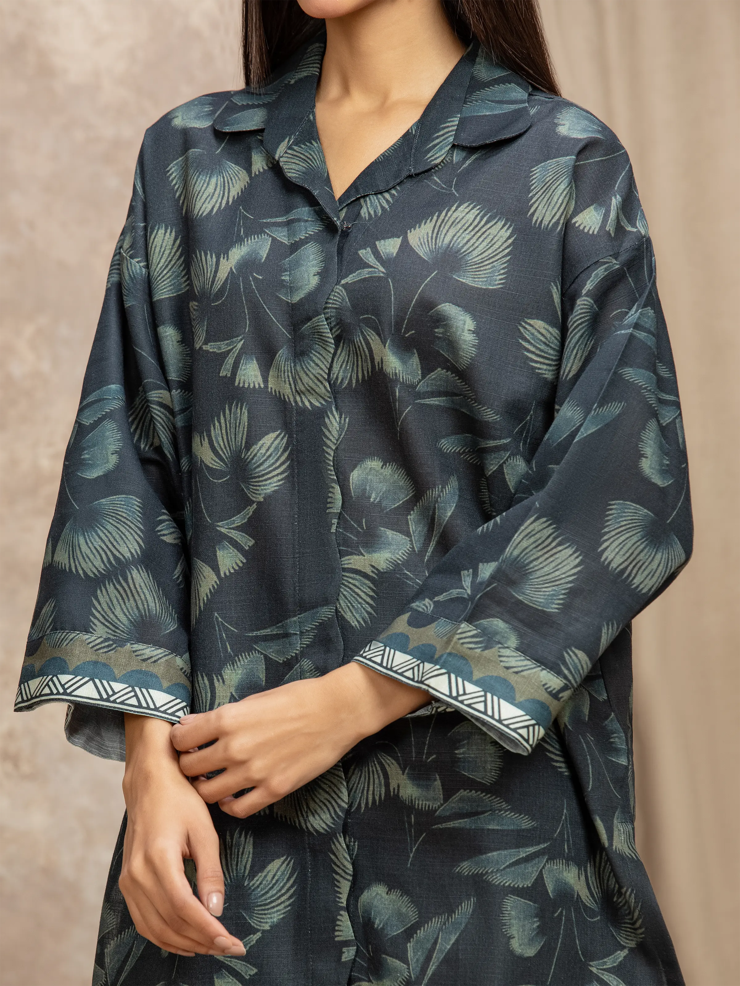 Printed Khaddar Co-Ord Set - EWTKP5-84097ST - Image 3