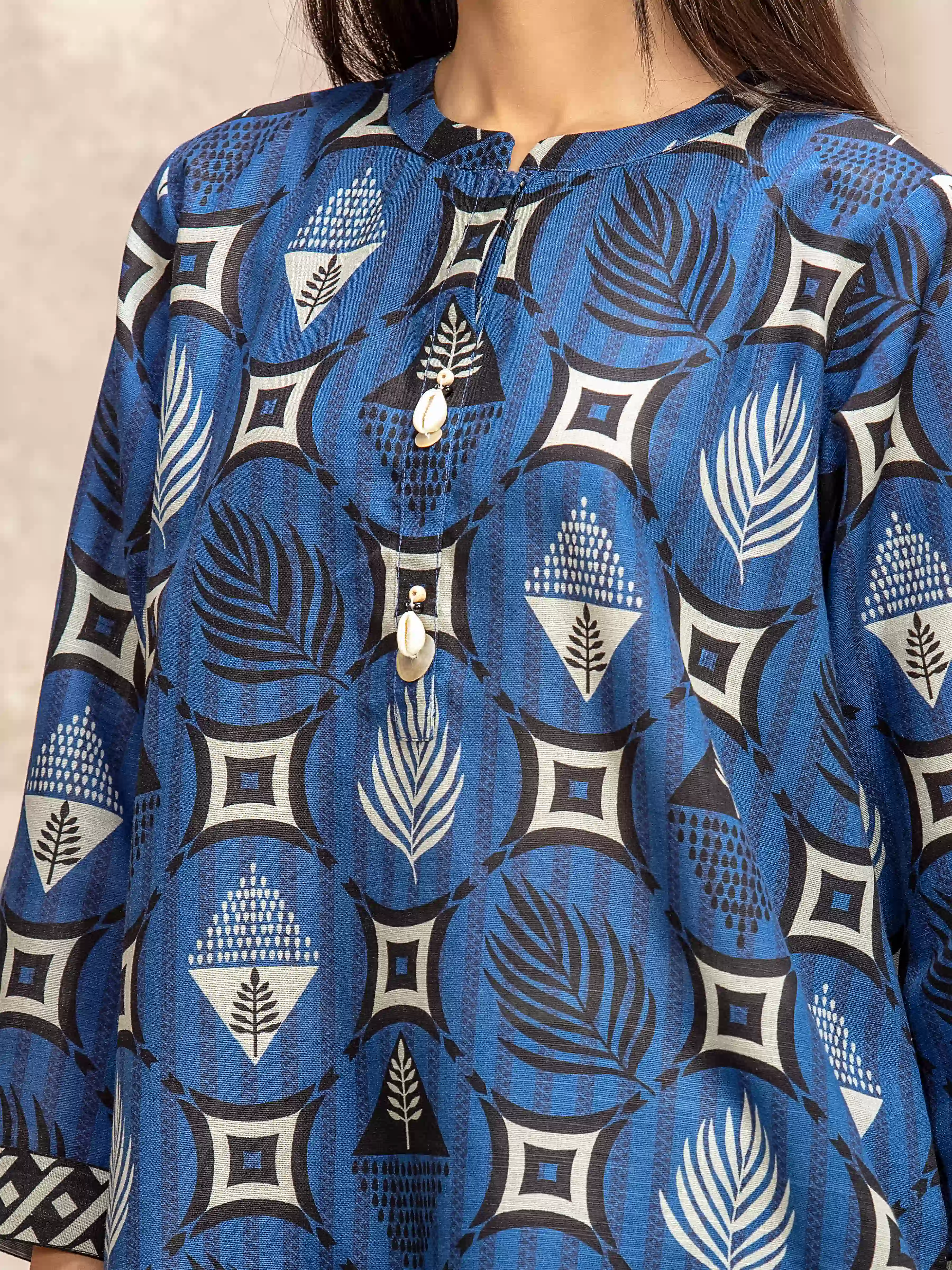 Printed Khaddar Co-Ord Set - EWTKP5-84100ST - Image 3