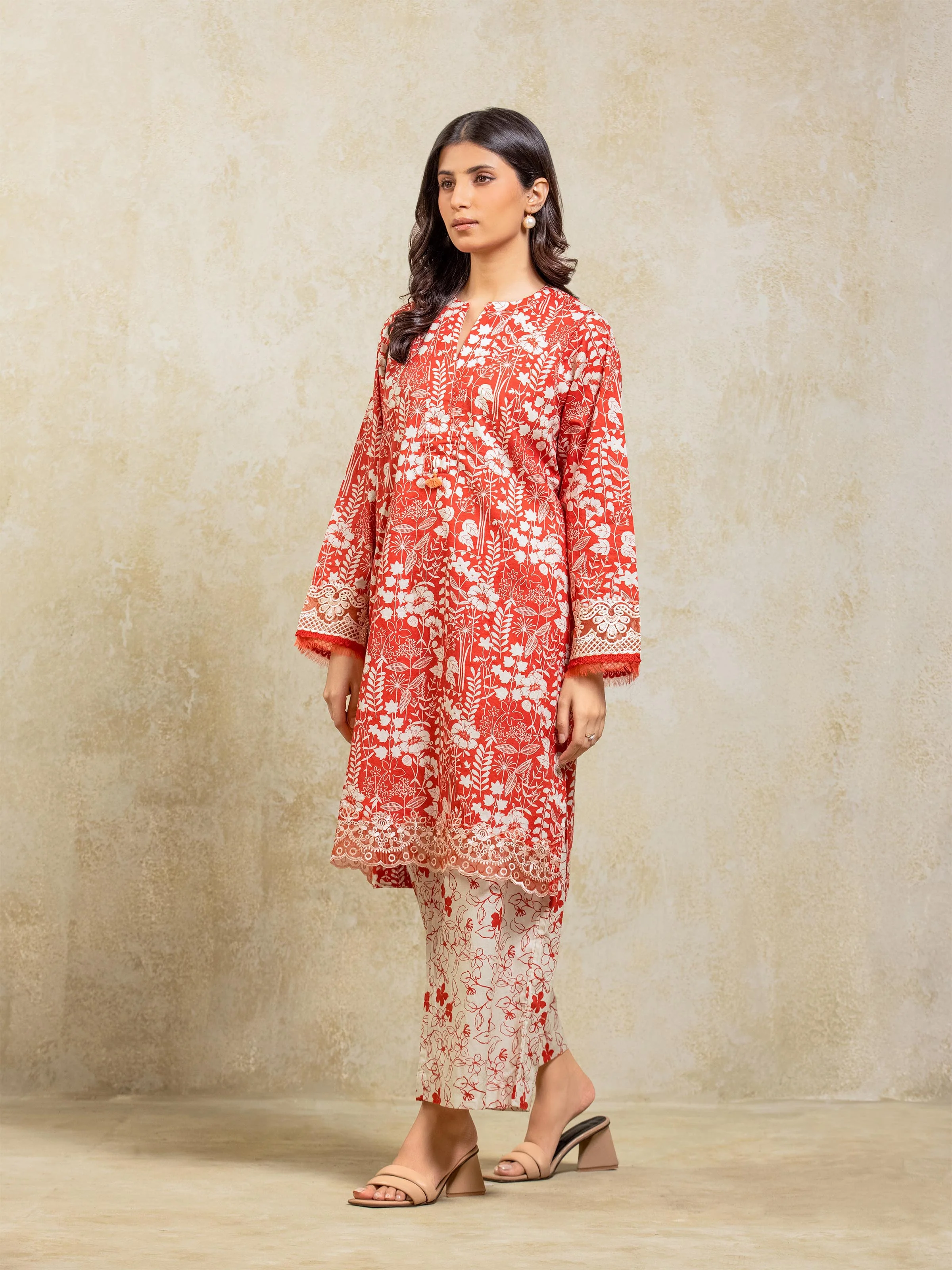 Printed Self Jacquard Co-Ord Set - EWTKP5-81685ST - Image 4