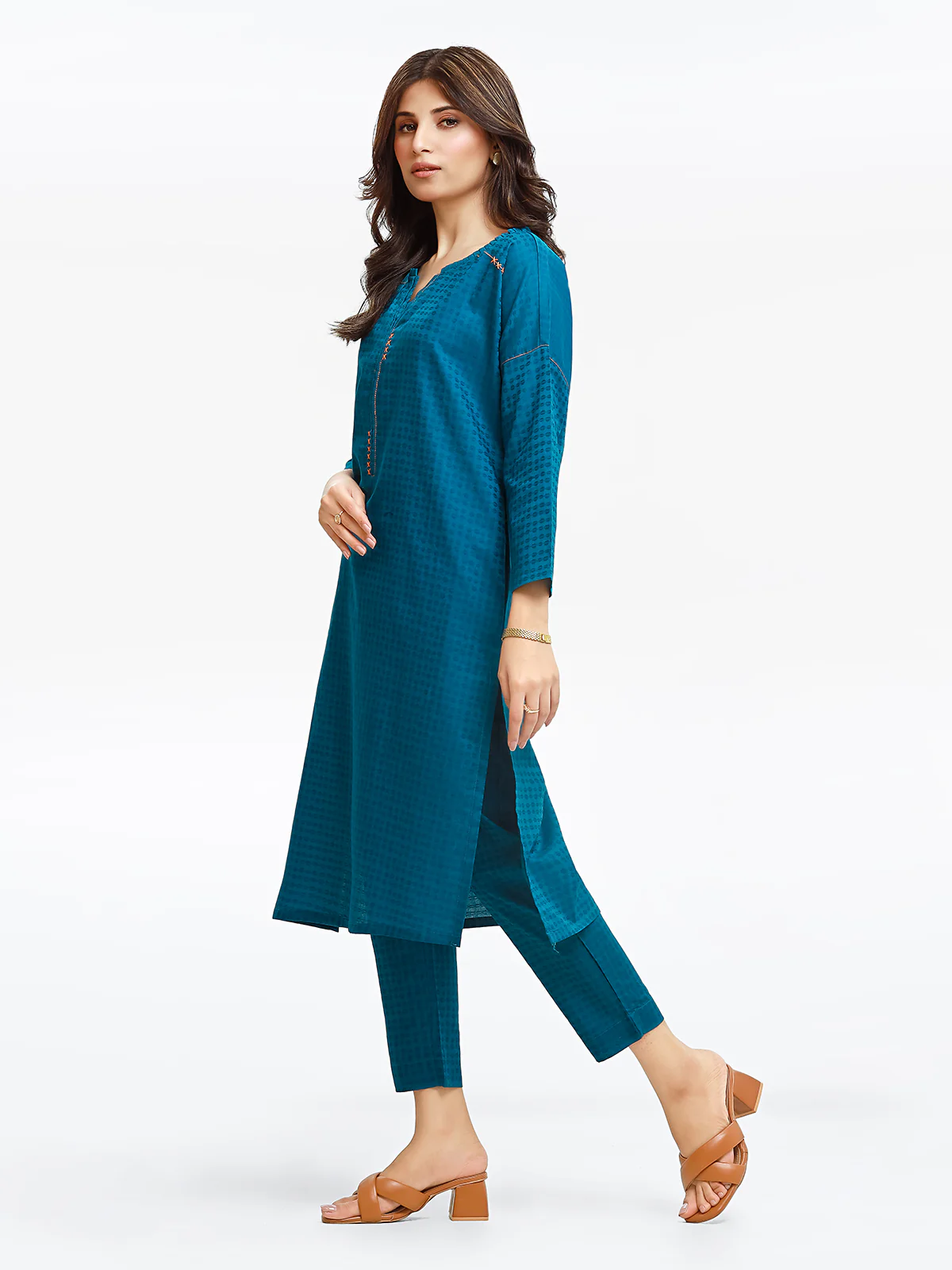 Solid Dobby Co-Ord Set - EWTKS24-68976ST - Image 5