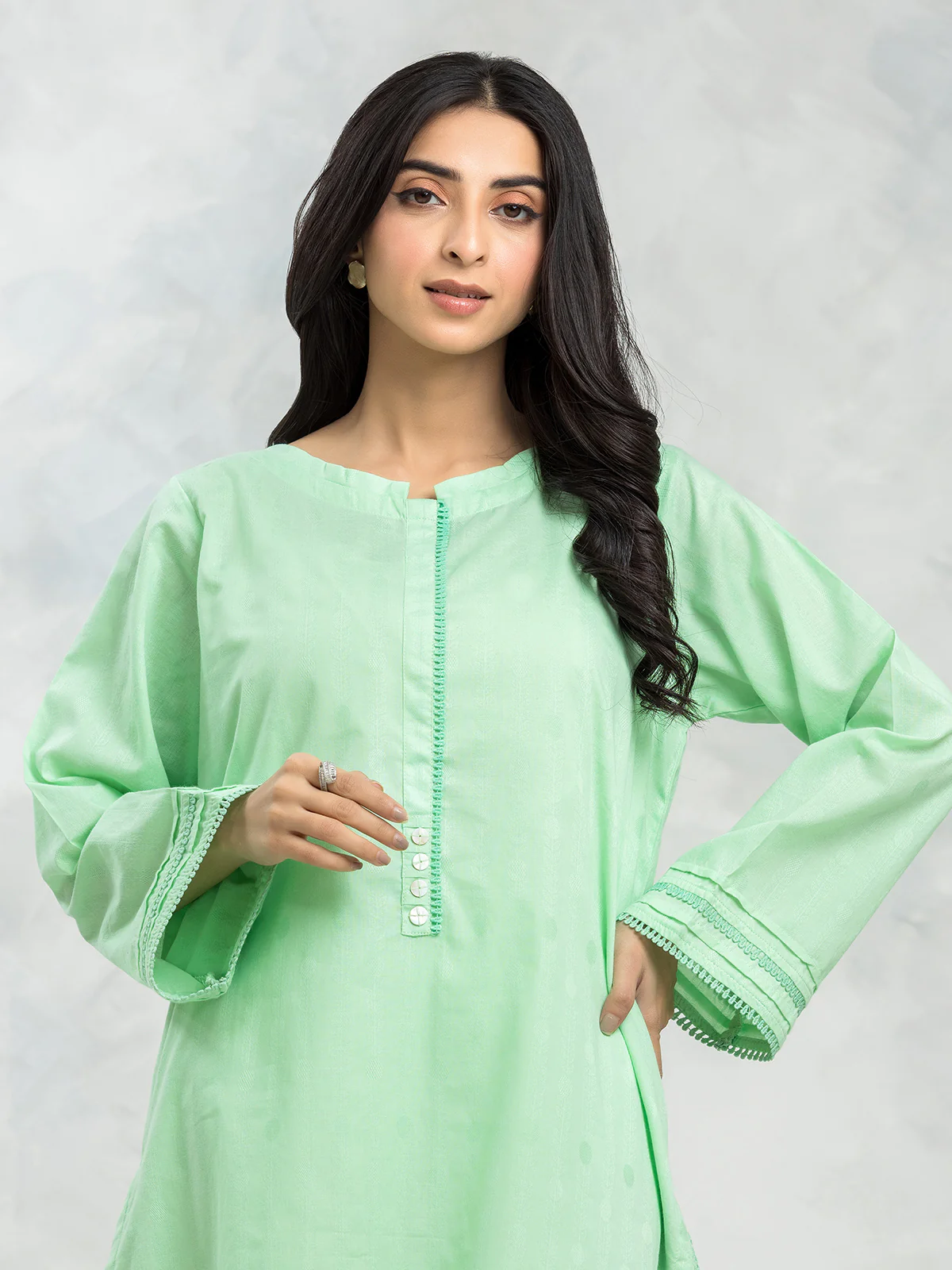 Solid Dobby Shirt Trouser - EWTKS24-69698ST - Image 2