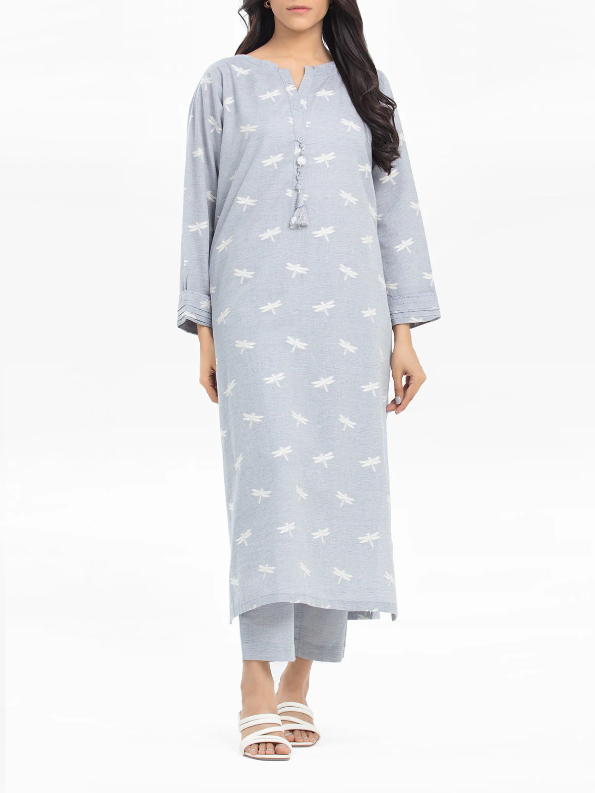 Printed Jacquard Shirt Trouser - EWTKS24-80082ST
