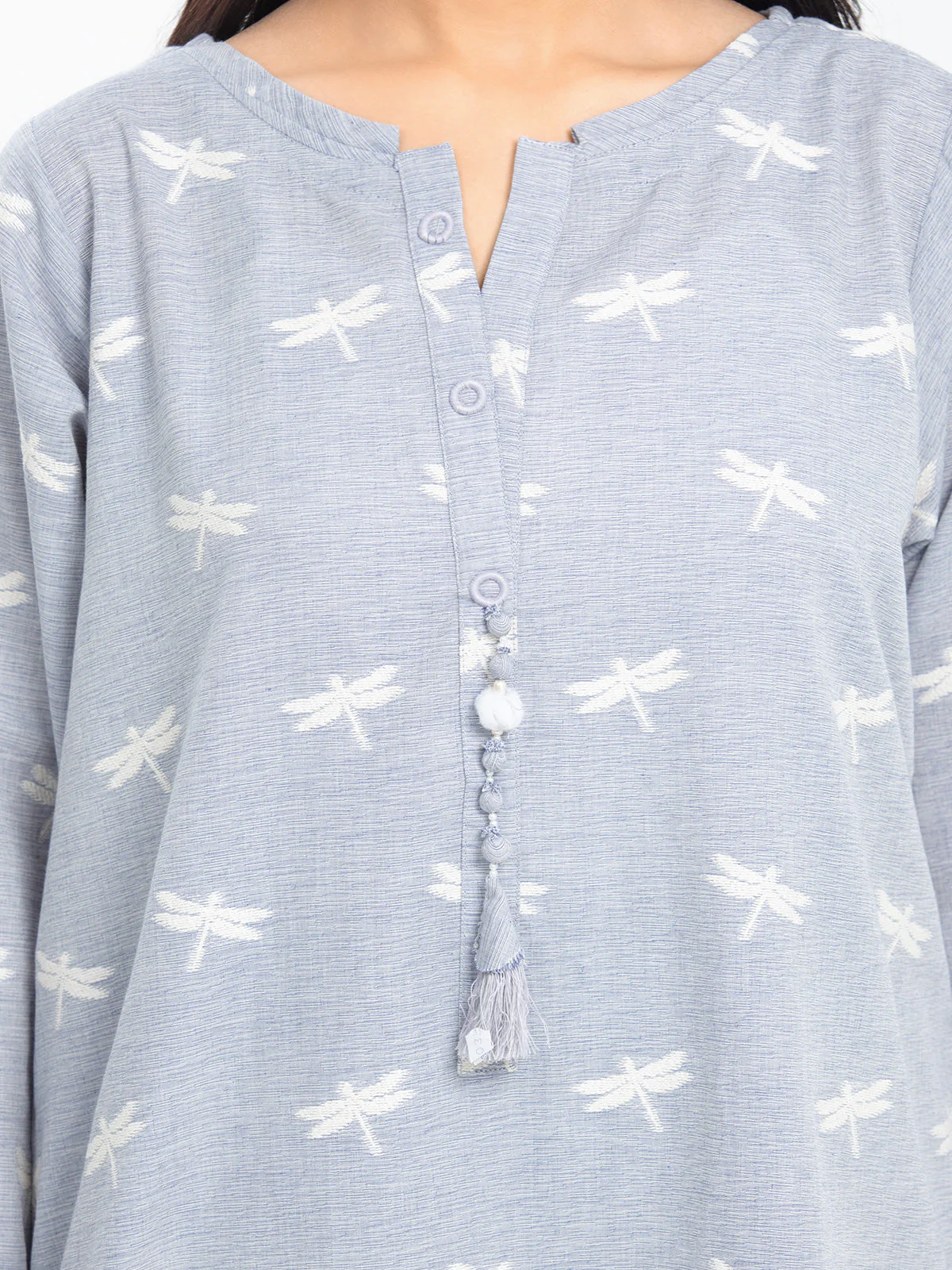 Printed Jacquard Shirt Trouser - EWTKS24-80082ST - Image 3