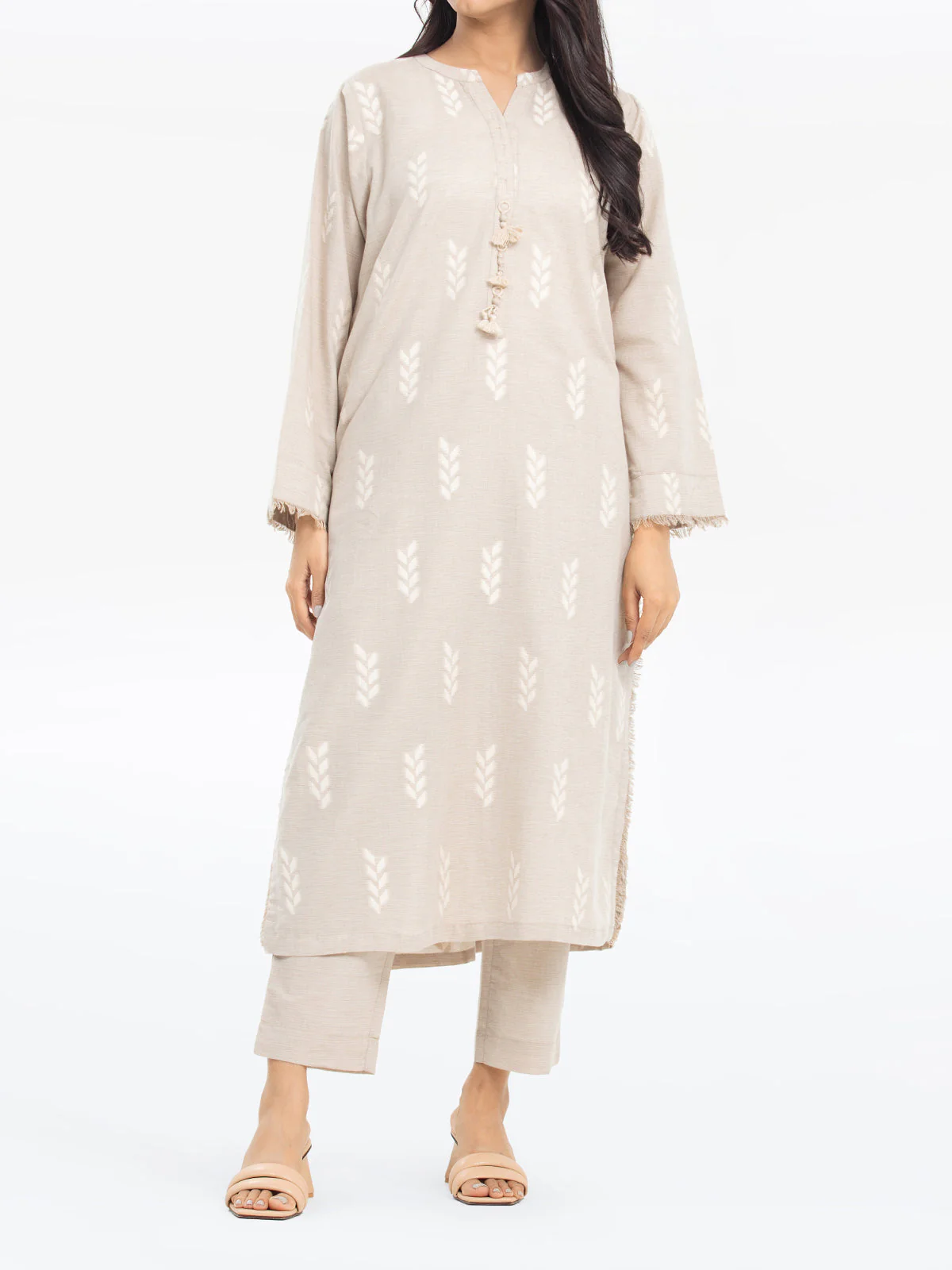 Printed Jacquard Shirt Trouser - EWTKS24-80086ST
