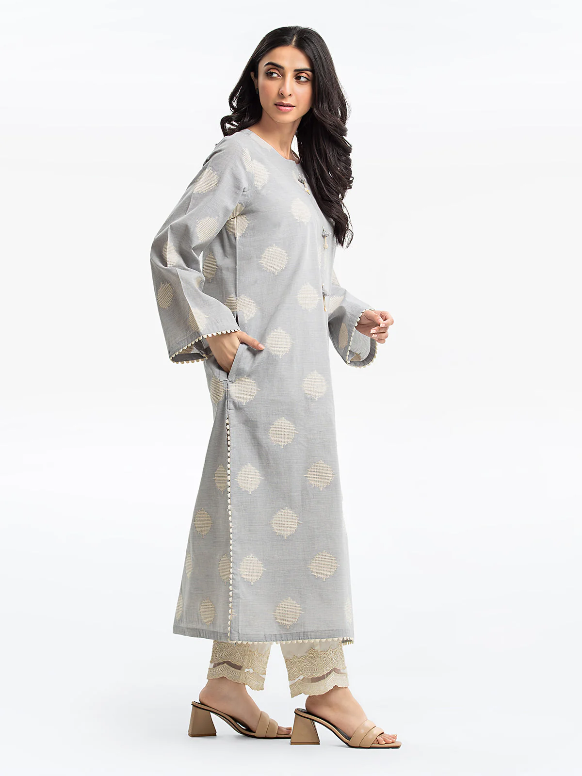 Printed Jacquard Shirt Trouser - EWTKS24-80088ST - Image 3