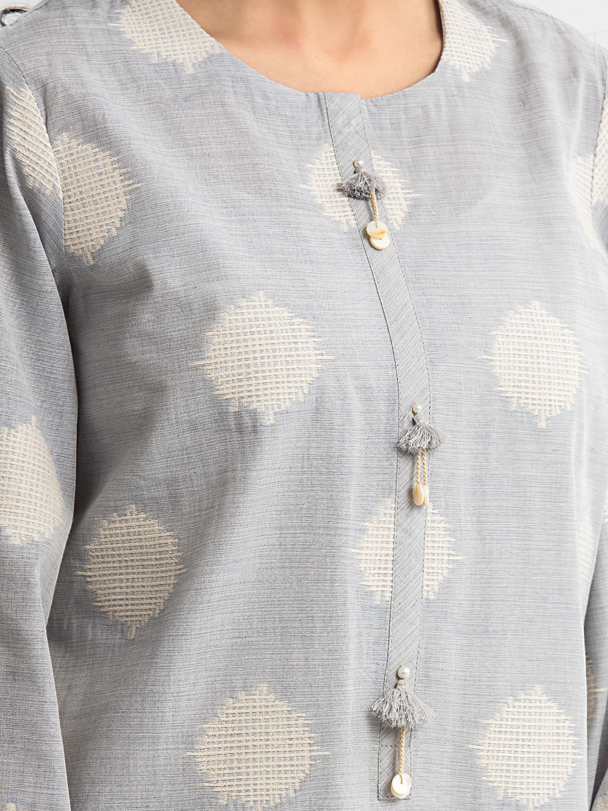 Printed Jacquard Shirt Trouser - EWTKS24-80088ST - Image 5