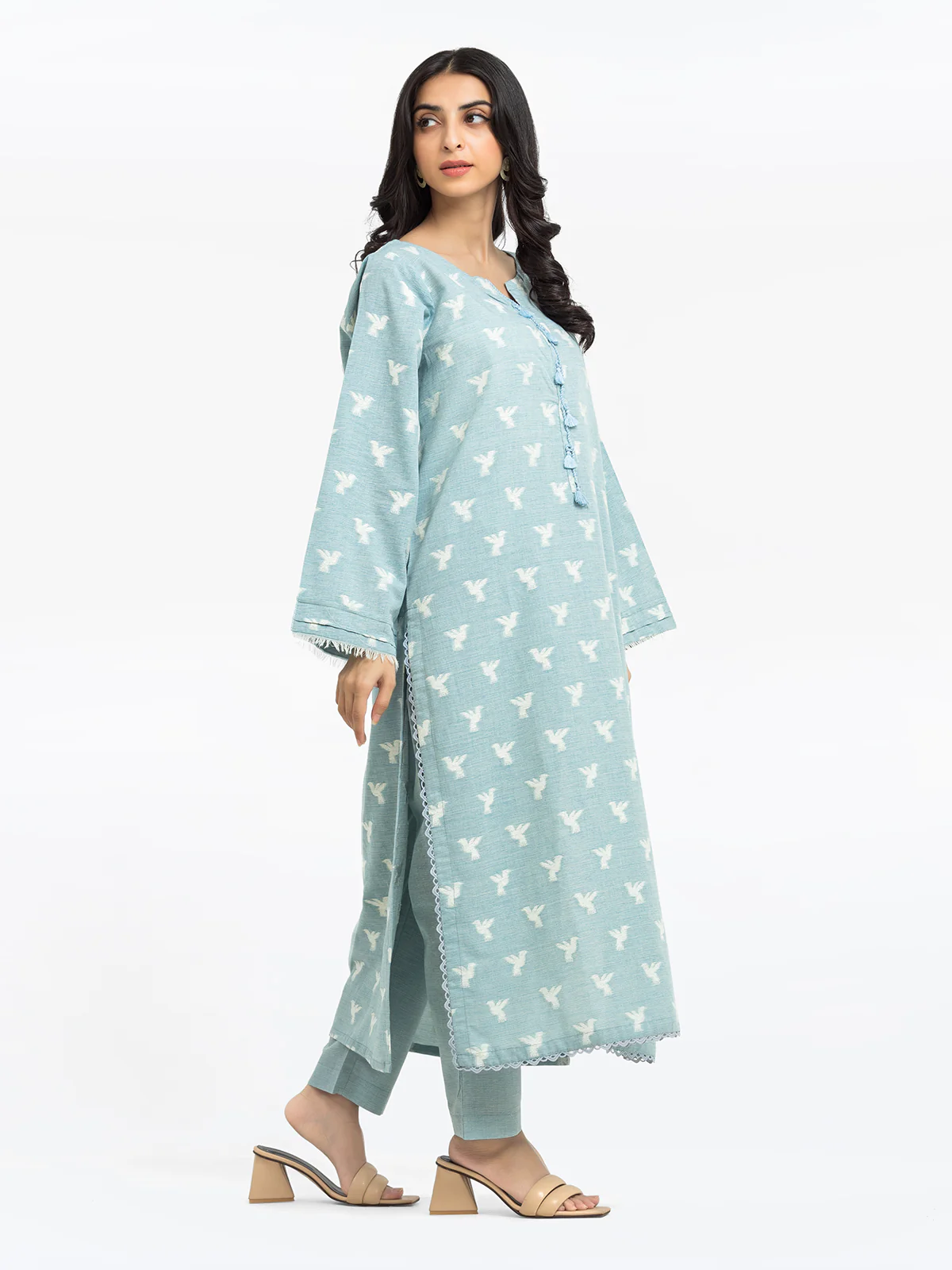 Printed Jacquard Shirt Trouser - EWTKS24-80090ST - Image 4