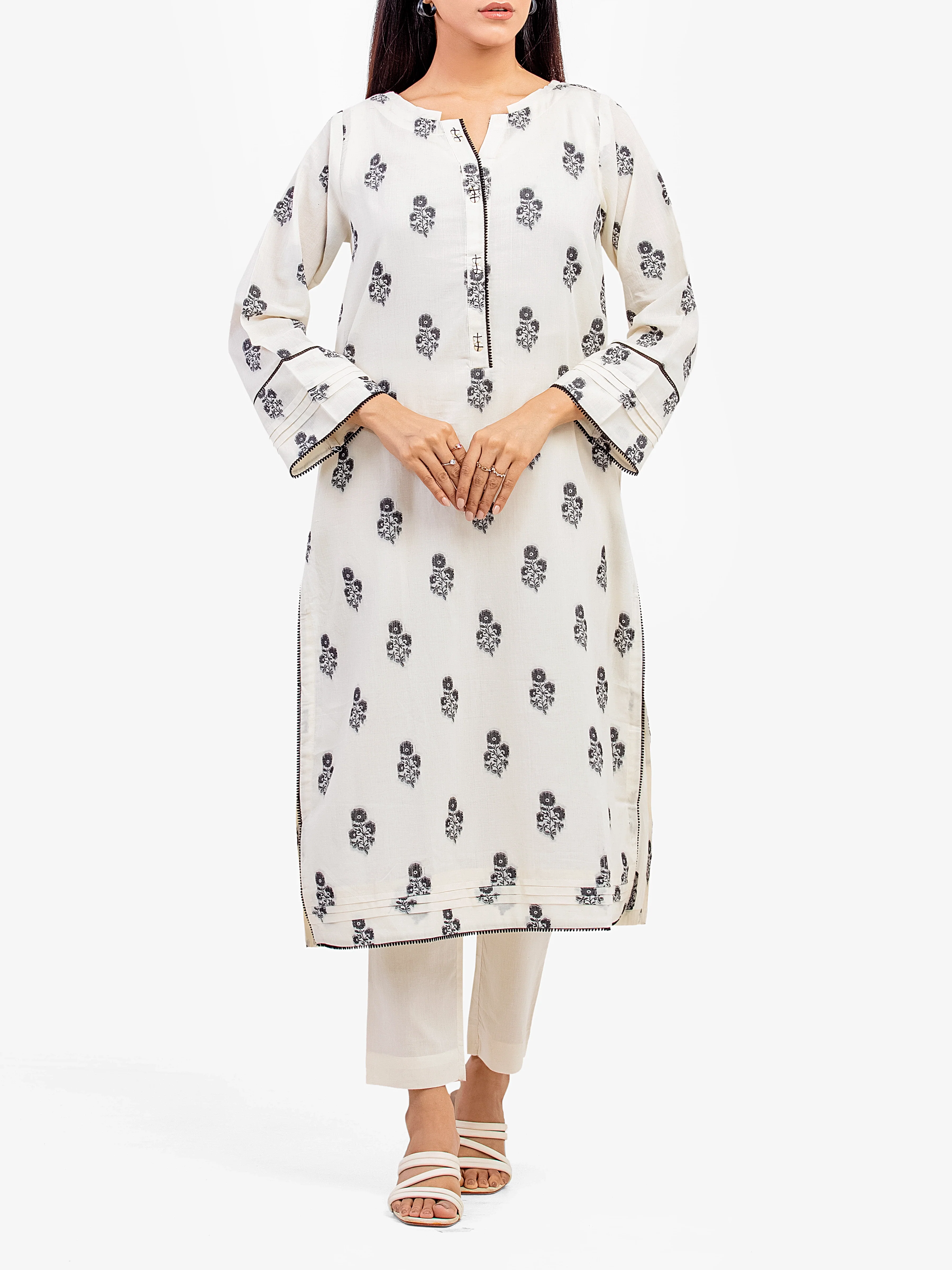 Printed Jacquard Shirt Trouser - EWTKS24-80095ST