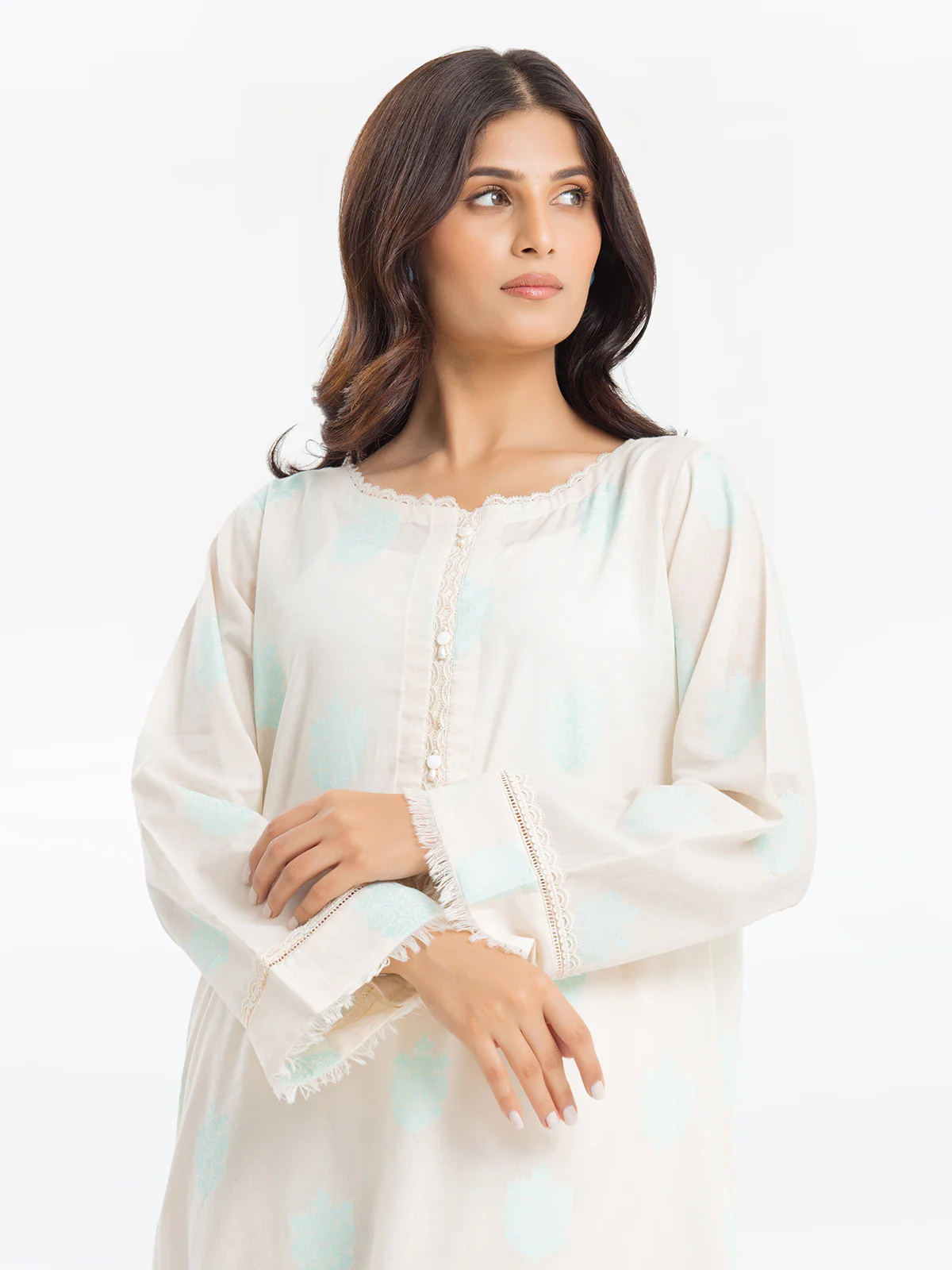 Printed Jacquard Shirt Trouser - EWTKS24-80098ST - Image 2