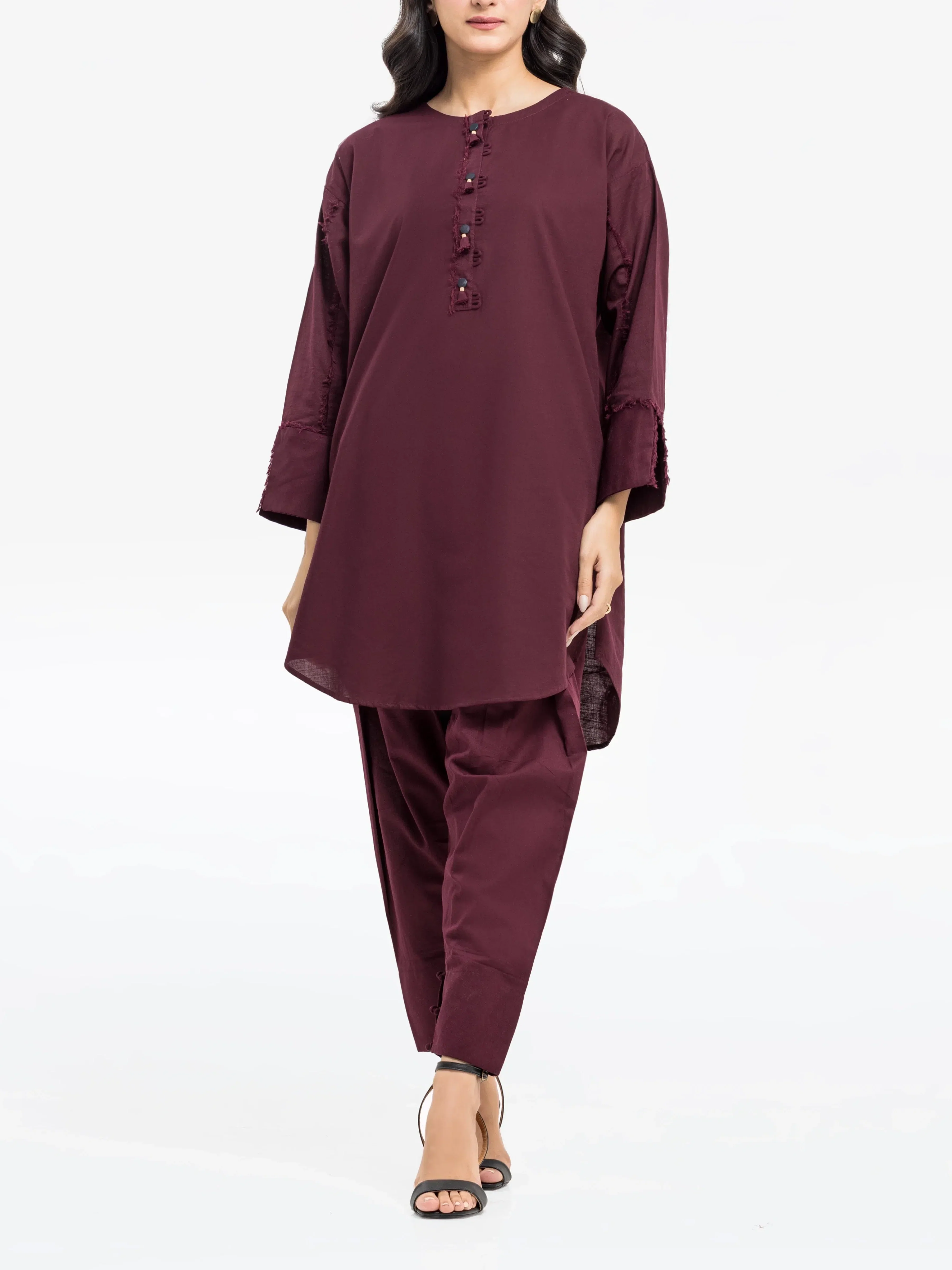 Solid Khaddar Co-Ord Set - EWTKS24-81401ST
