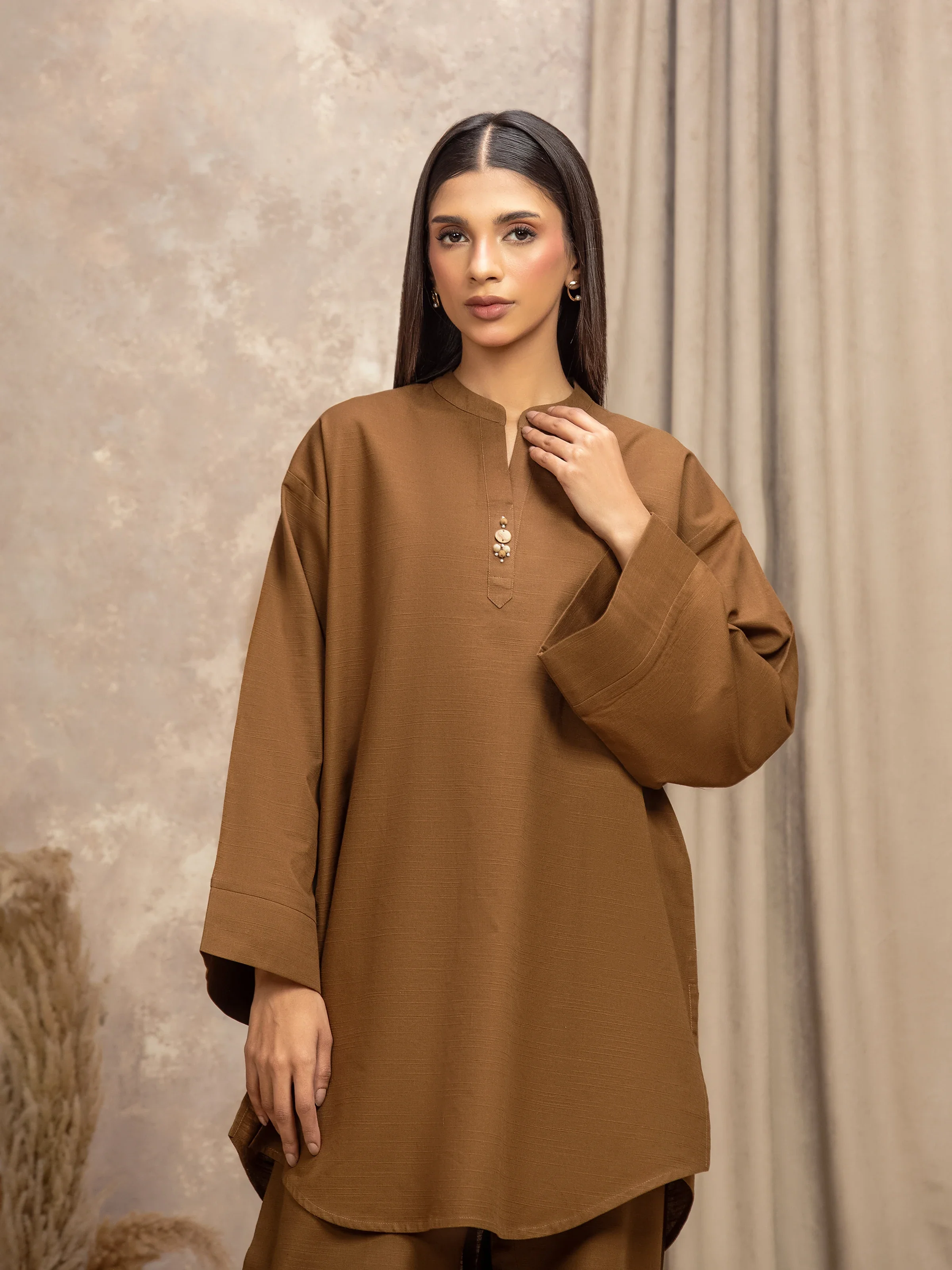 Solid Khaddar Co-Ord Set - EWTKS5-84024ST - Image 2