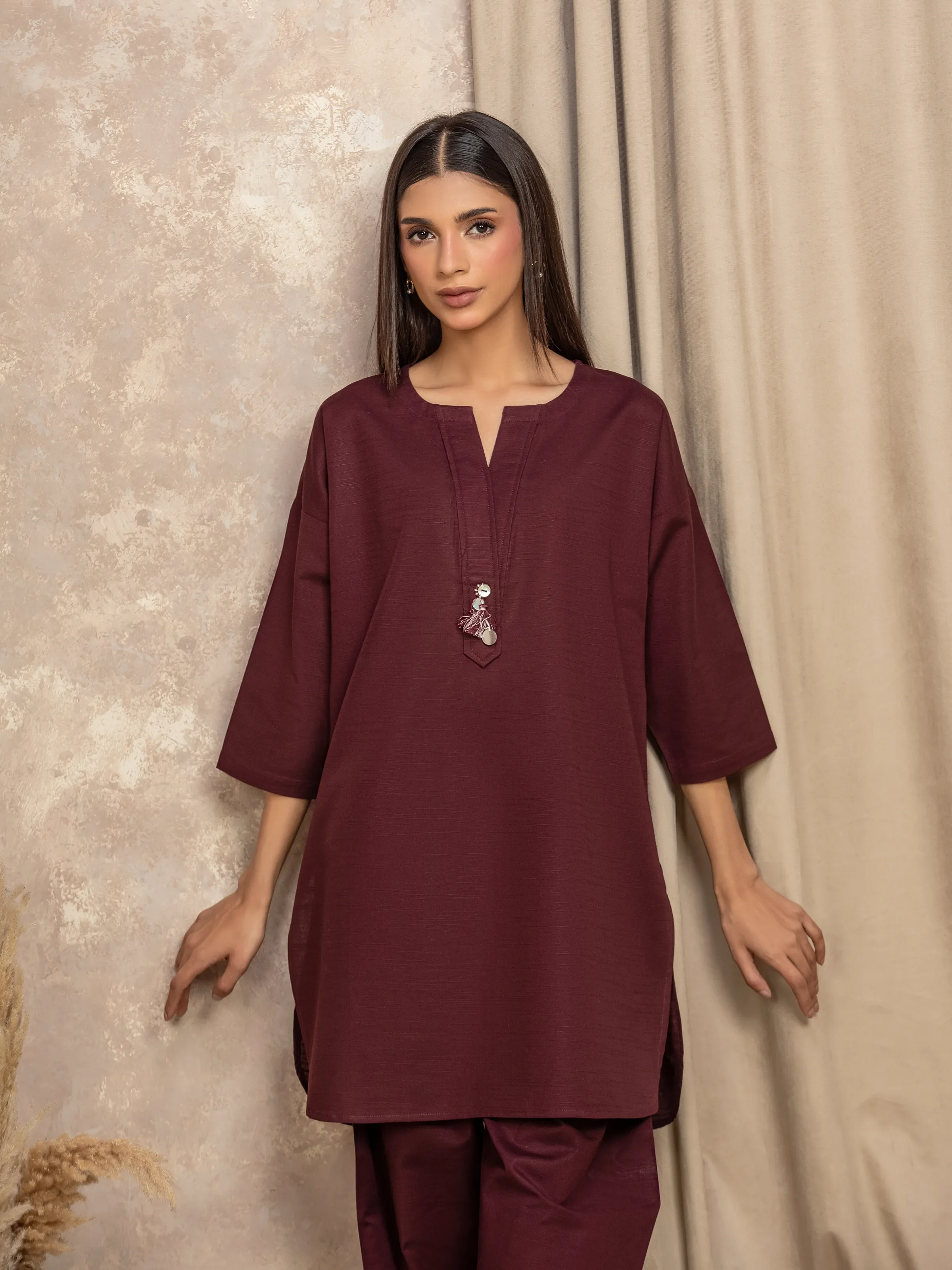 Solid Khaddar Co-Ord Set - EWTKS5-84046ST - Image 2