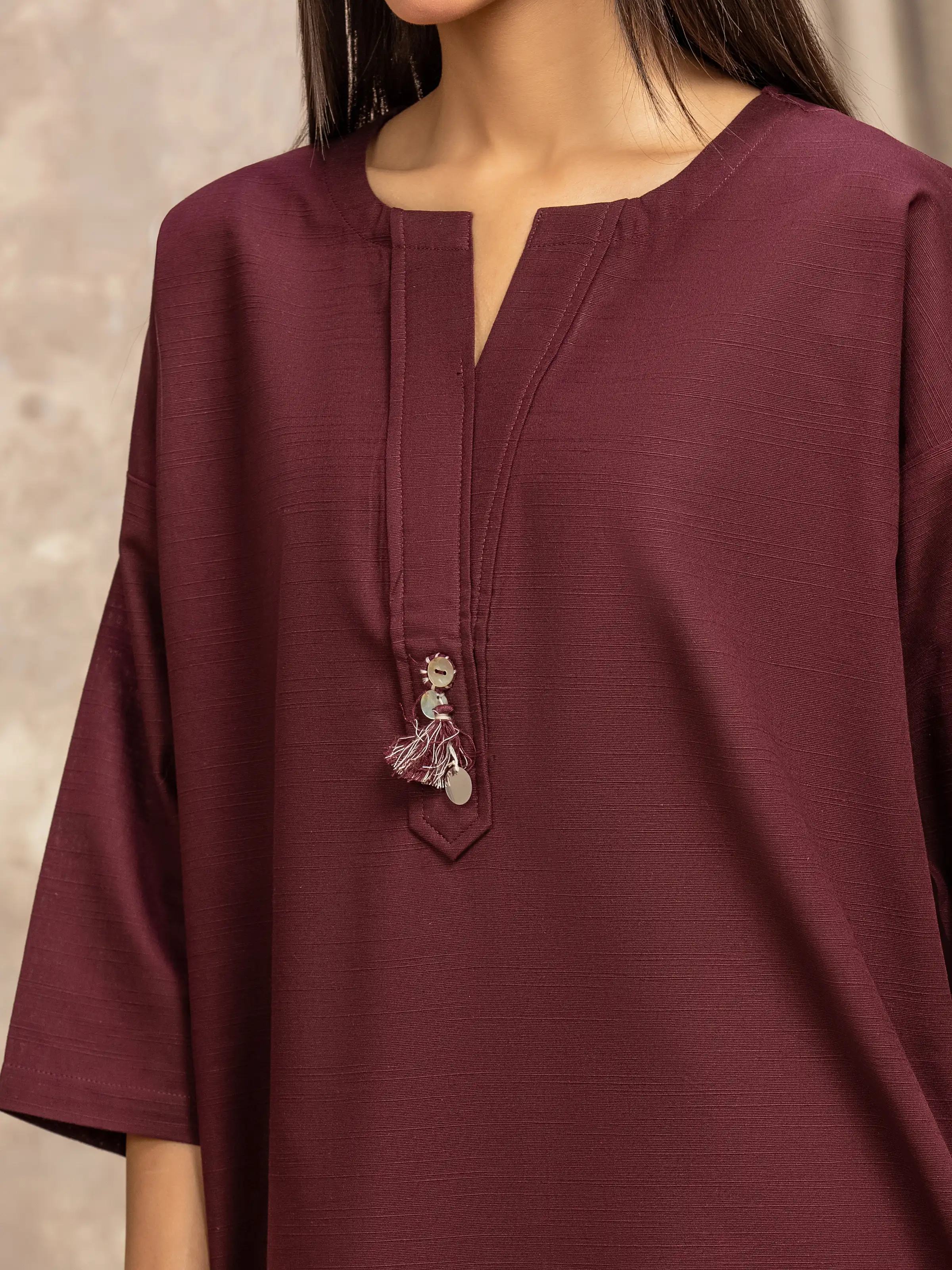 Solid Khaddar Co-Ord Set - EWTKS5-84046ST - Image 3