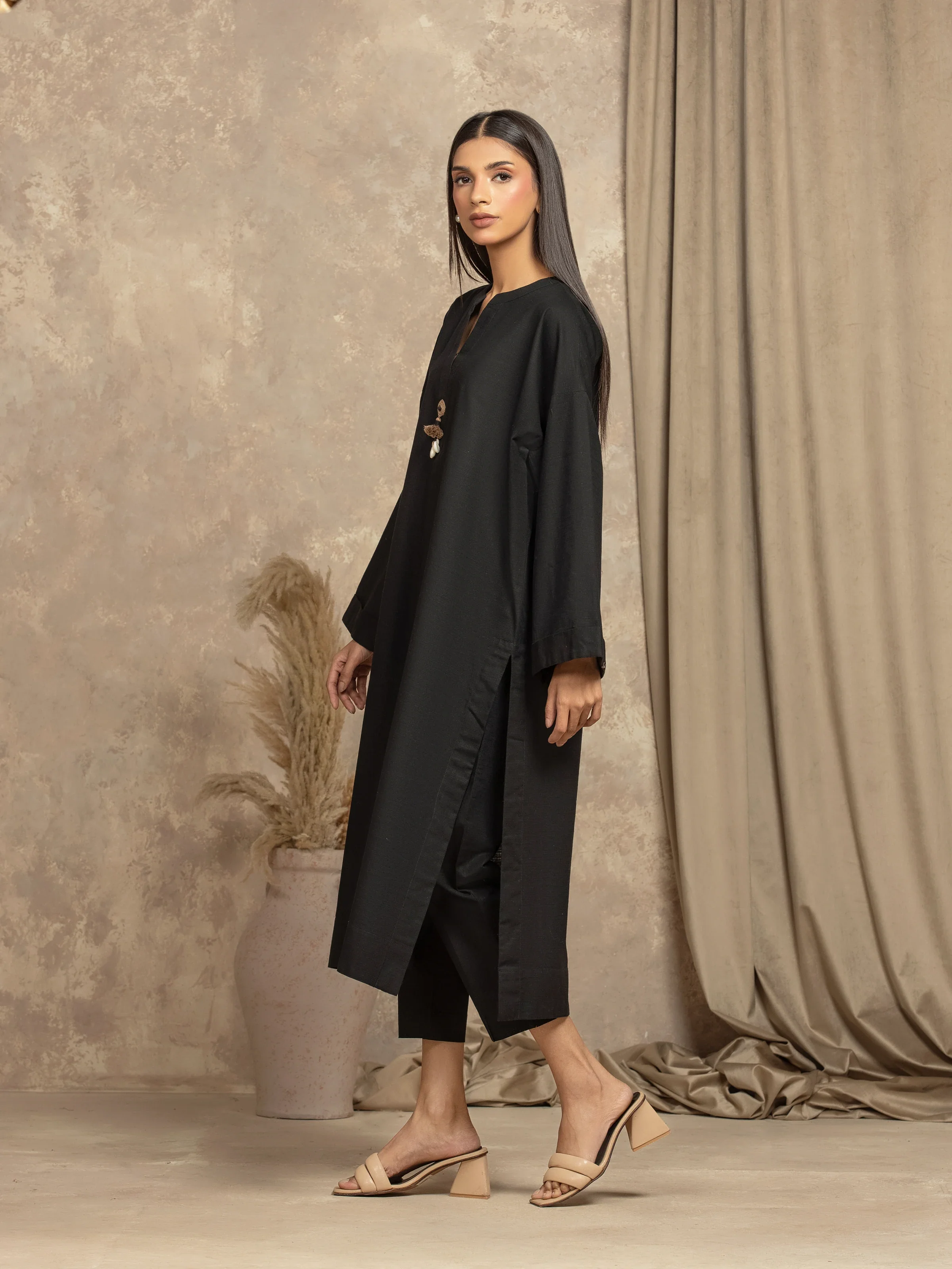 Solid Khaddar Co-Ord Set - EWTKS5-84049ST - Image 5