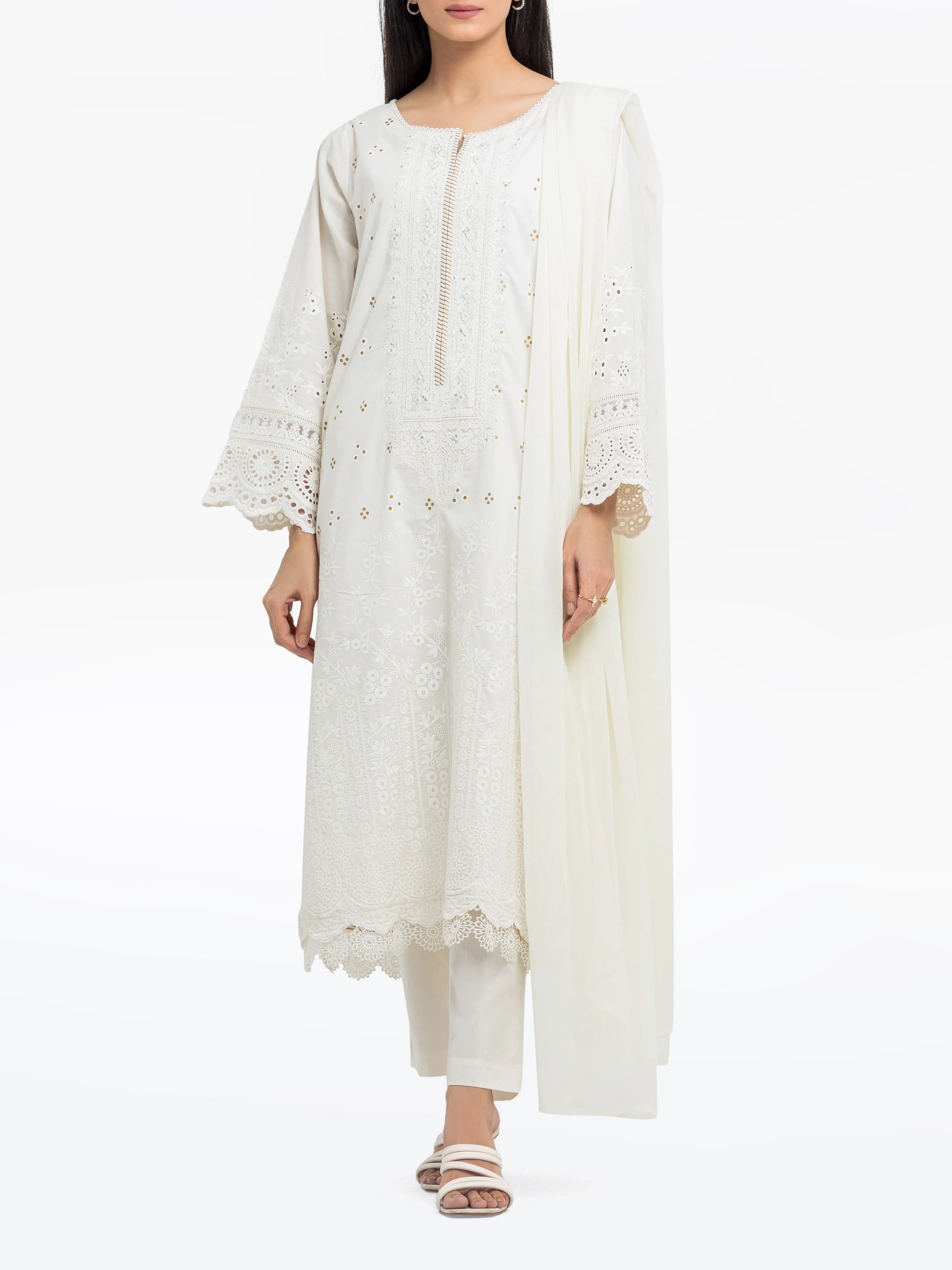 Embroidered Cambric Suit - EWTPLE24-00027-3P