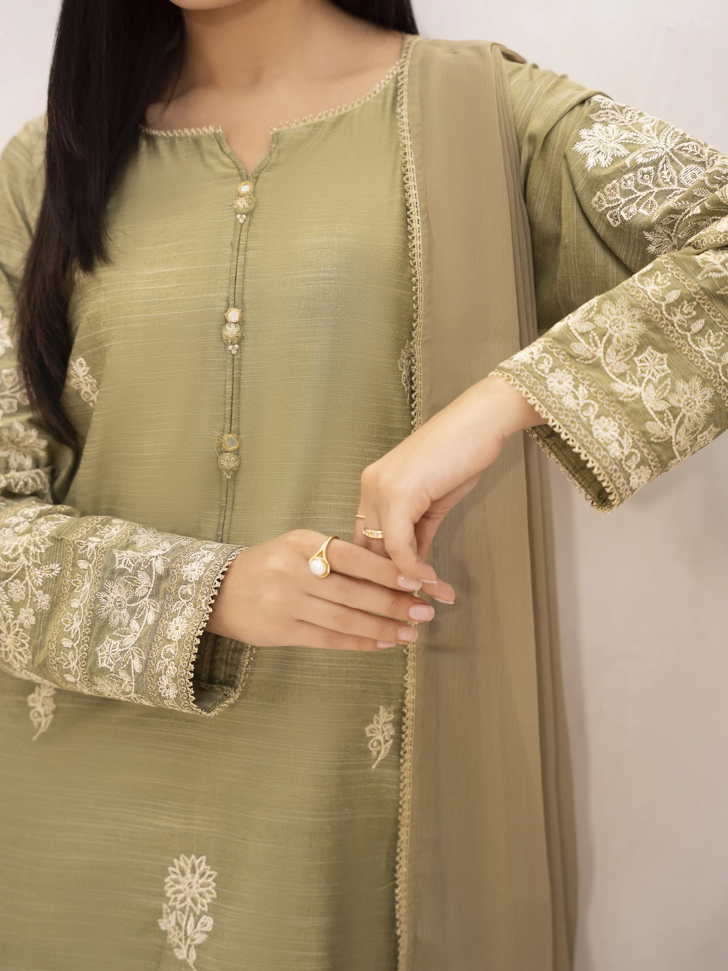 Embroidered Chanderi Suit - EWTPLE24-00026-3P - Image 2