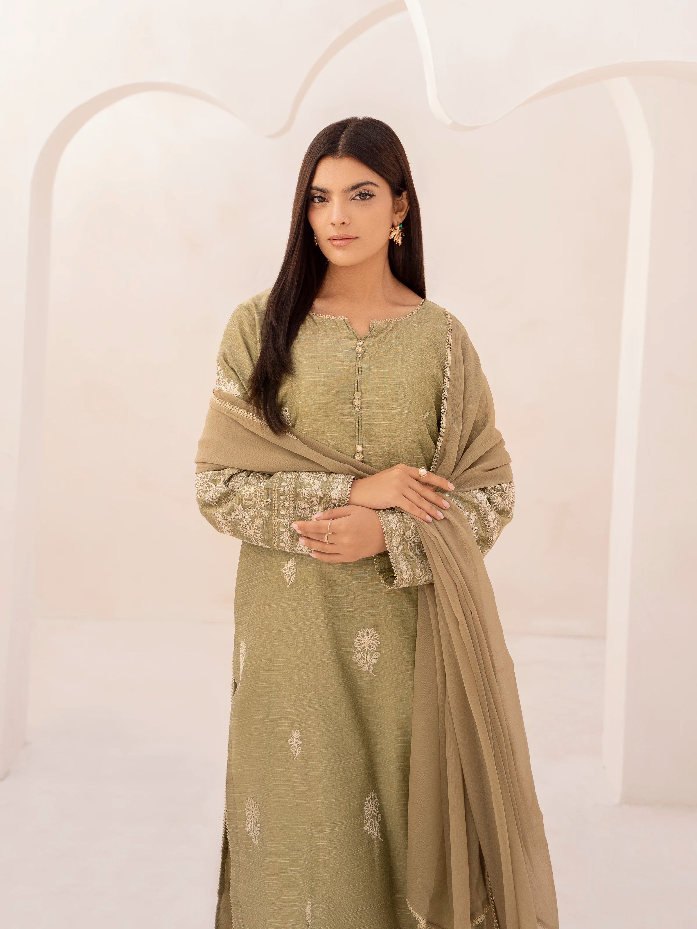 Embroidered Chanderi Suit - EWTPLE24-00026-3P - Image 3