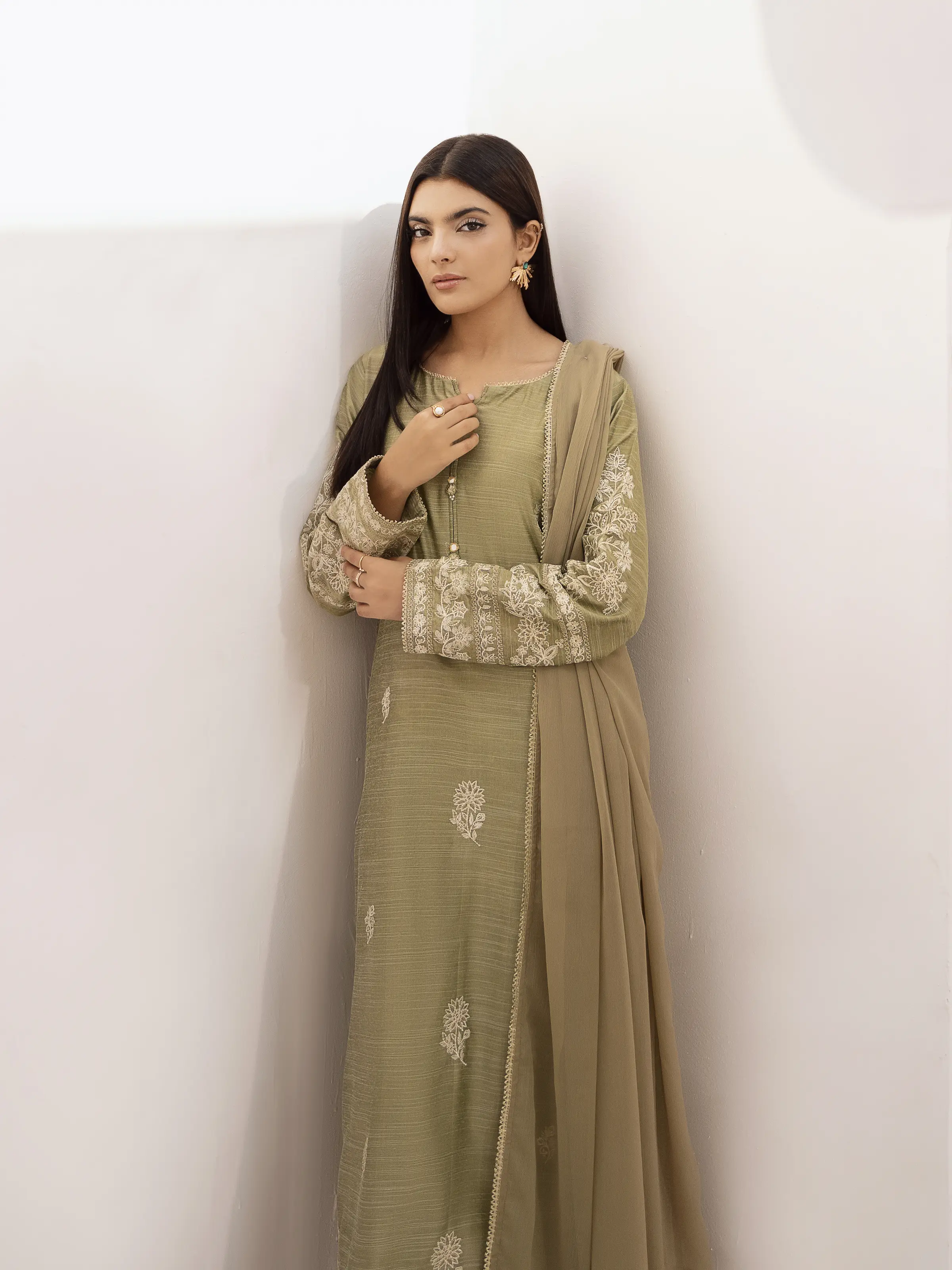 Embroidered Chanderi Suit - EWTPLE24-00026-3P - Image 5