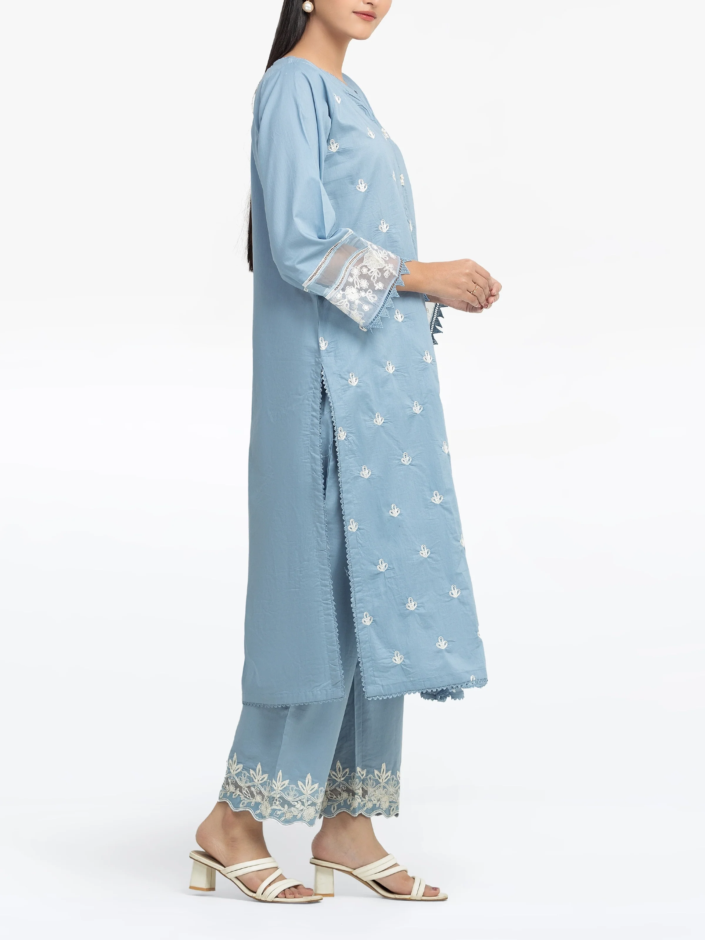 Embroidered Cambric Suit - EWTKE24-81051-3P - Image 4