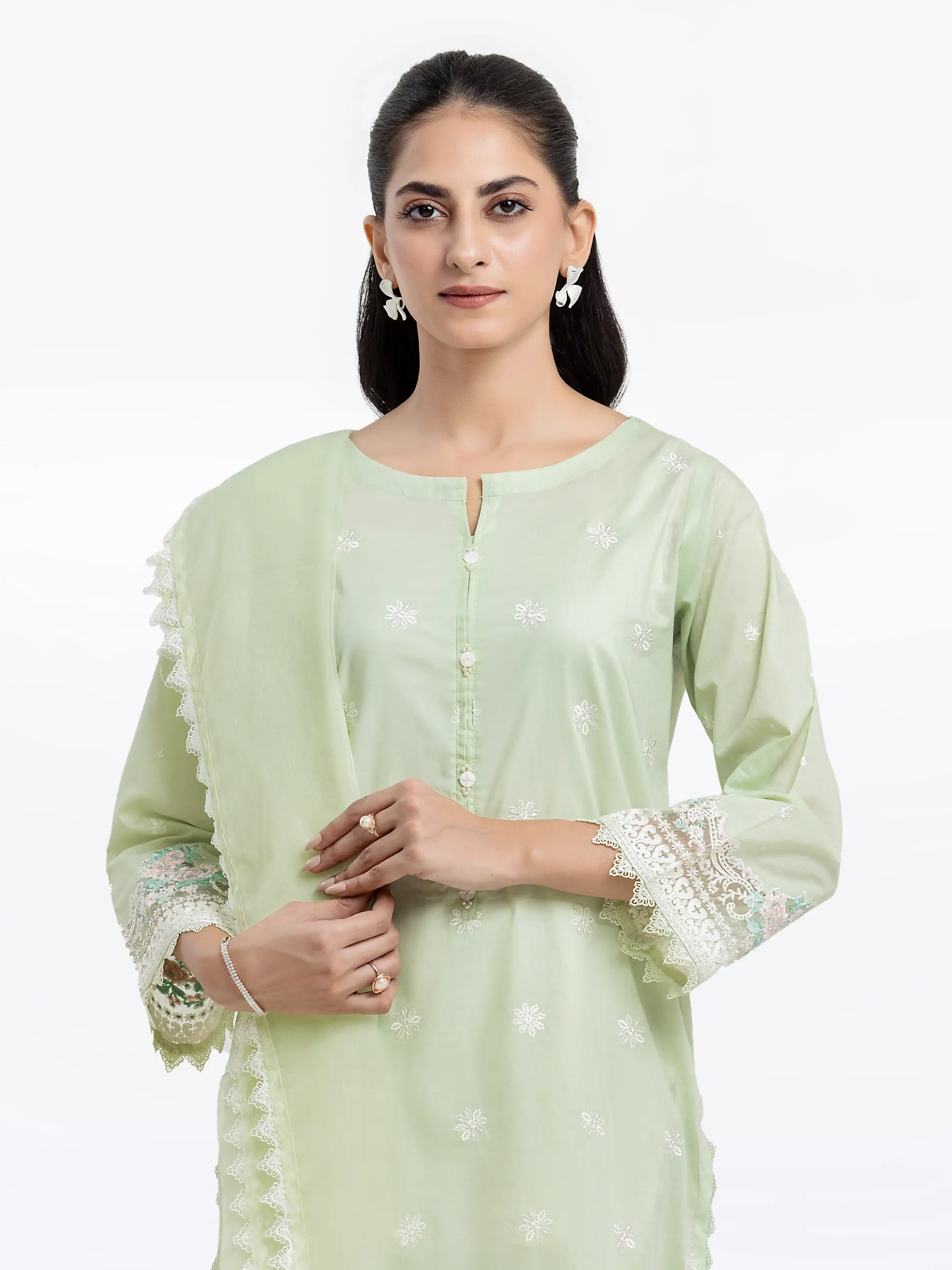 Embroidered Cambric Suit - EWTKE24-81057-3P
