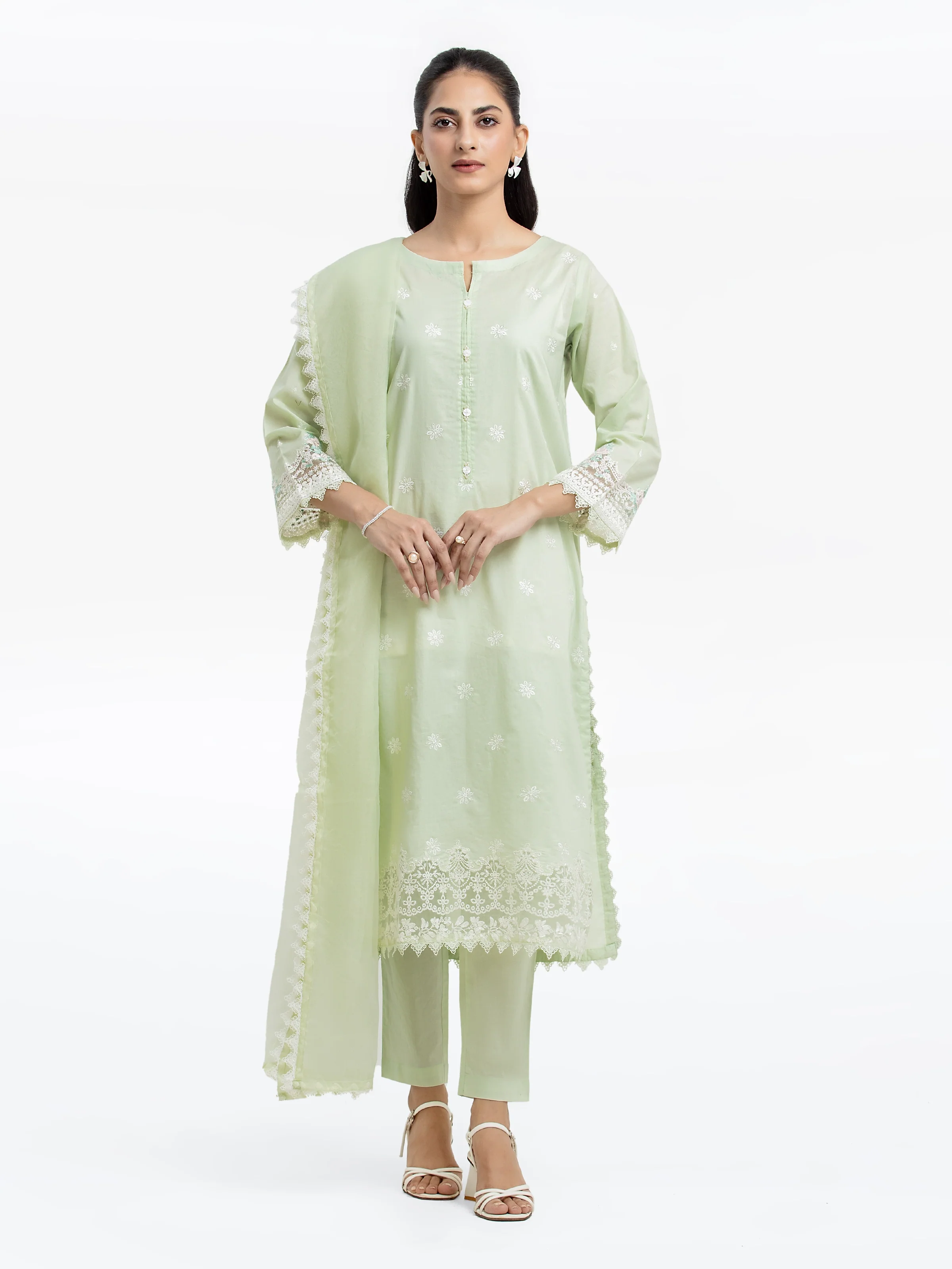 Embroidered Cambric Suit - EWTKE24-81057-3P - Image 2