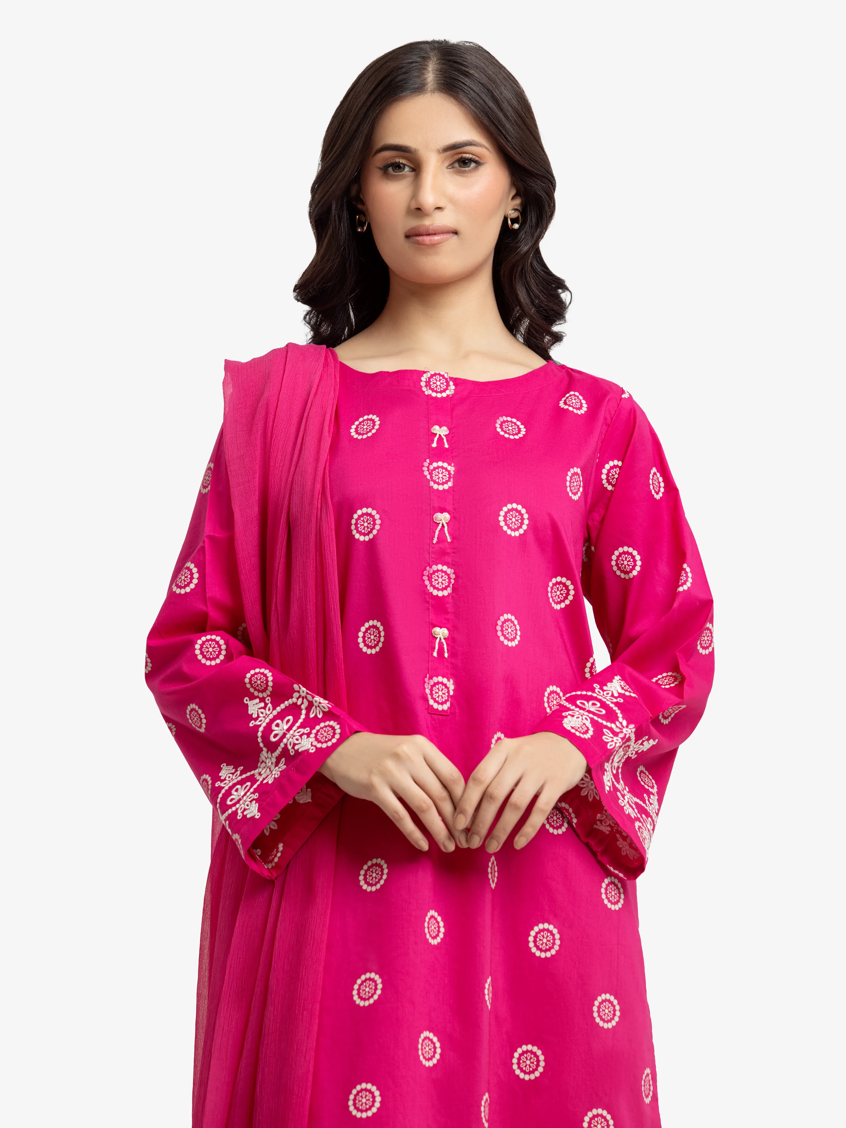 Embroidered Cambric Suit - EWTKE24-81065-3P