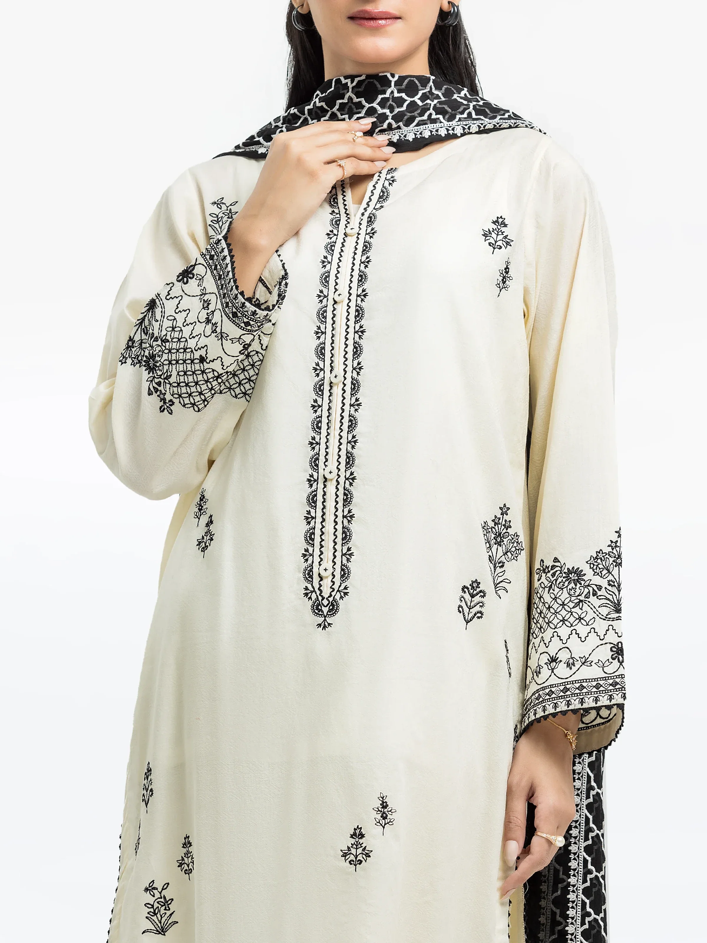 Embroidered Dobby Suit - EWTKE24-81330-3P - Image 2
