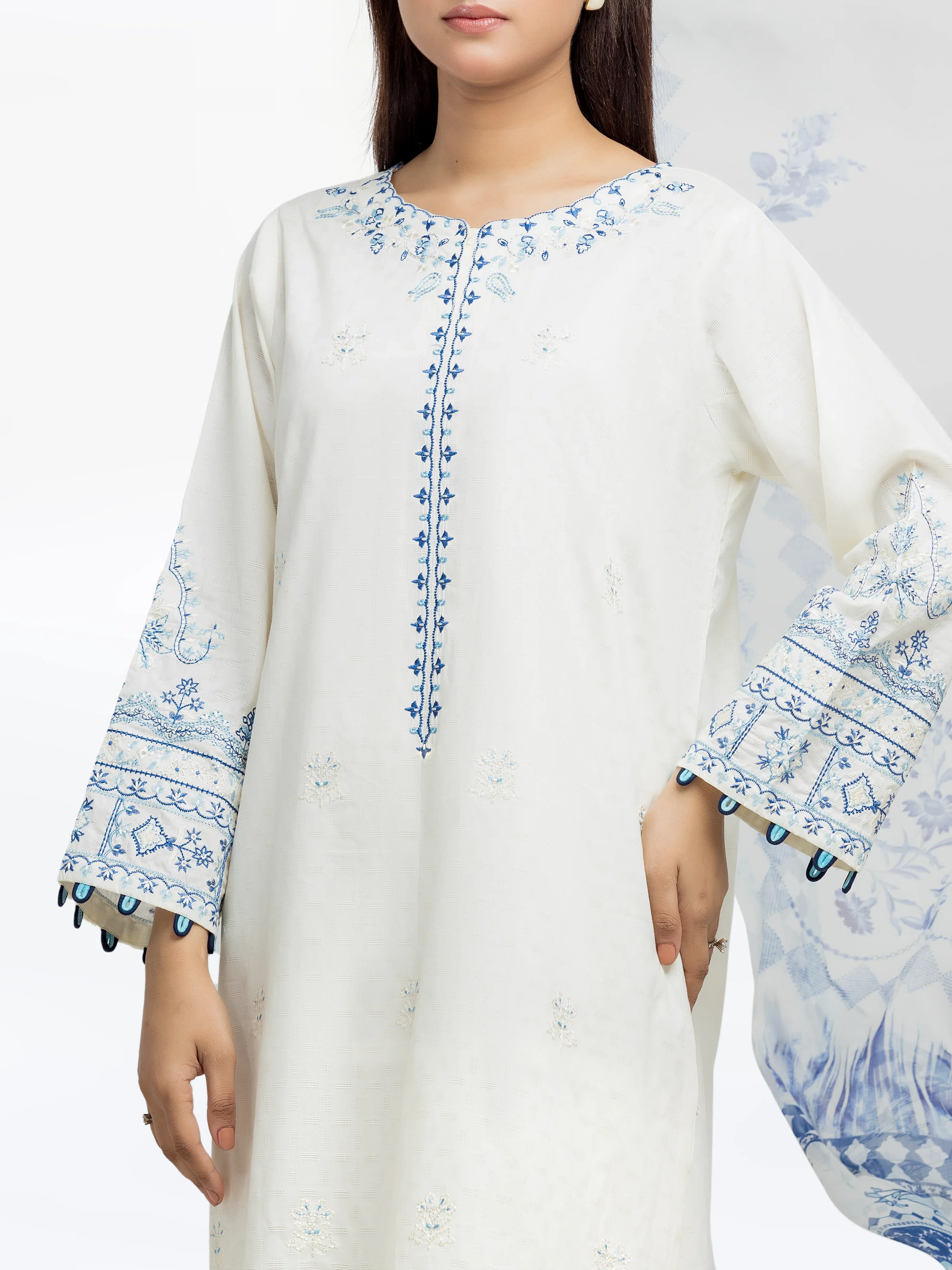 Embroidered Dobby Suit - EWTKE24-81334-3P - Image 2