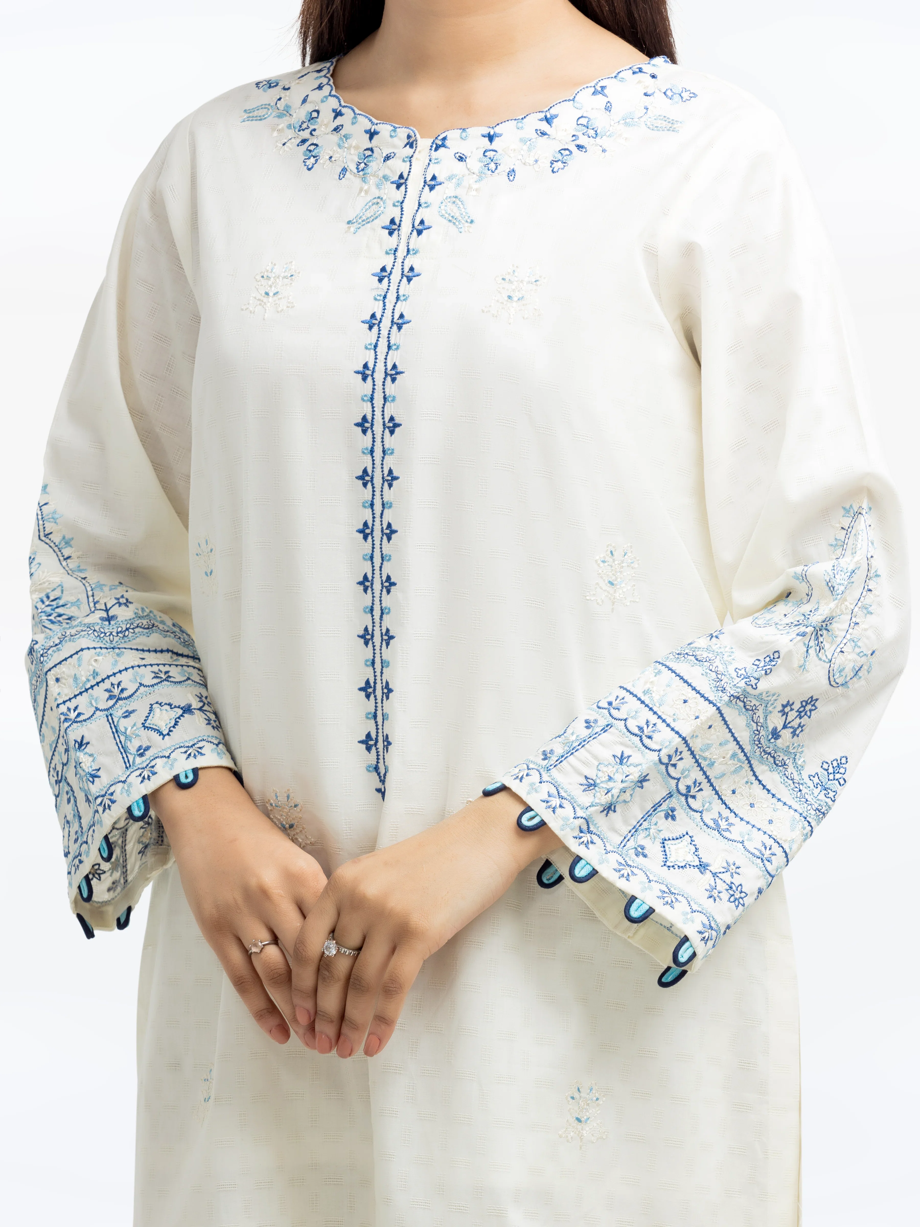 Embroidered Dobby Suit - EWTKE24-81334-3P - Image 3