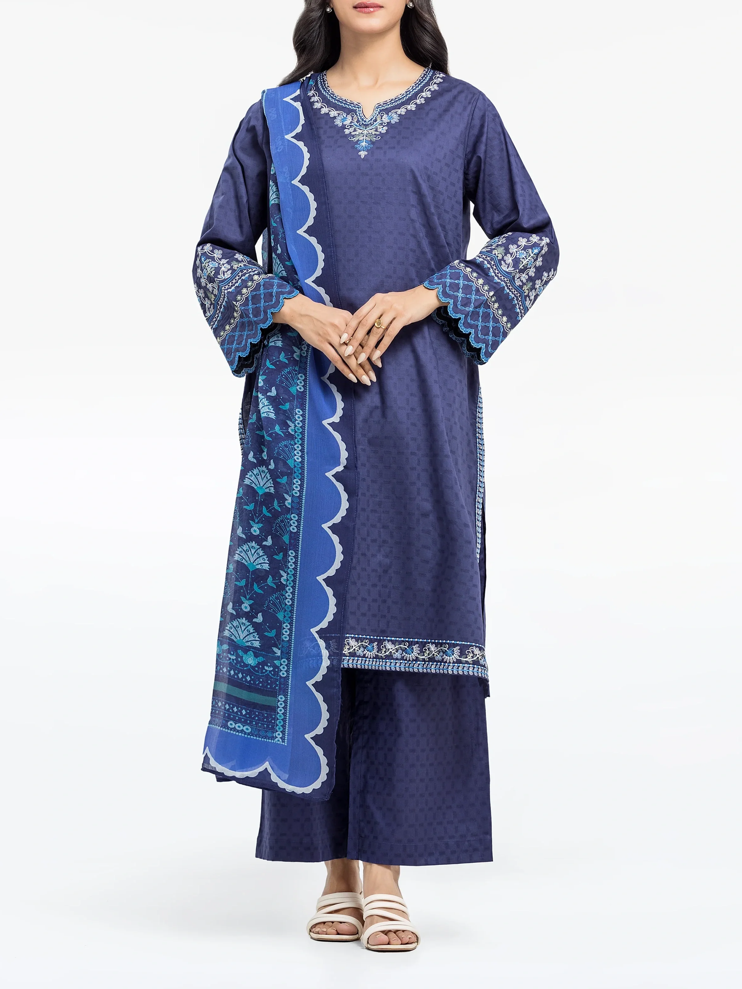 Embroidered Dobby Suit - EWTKE24-81337-3P