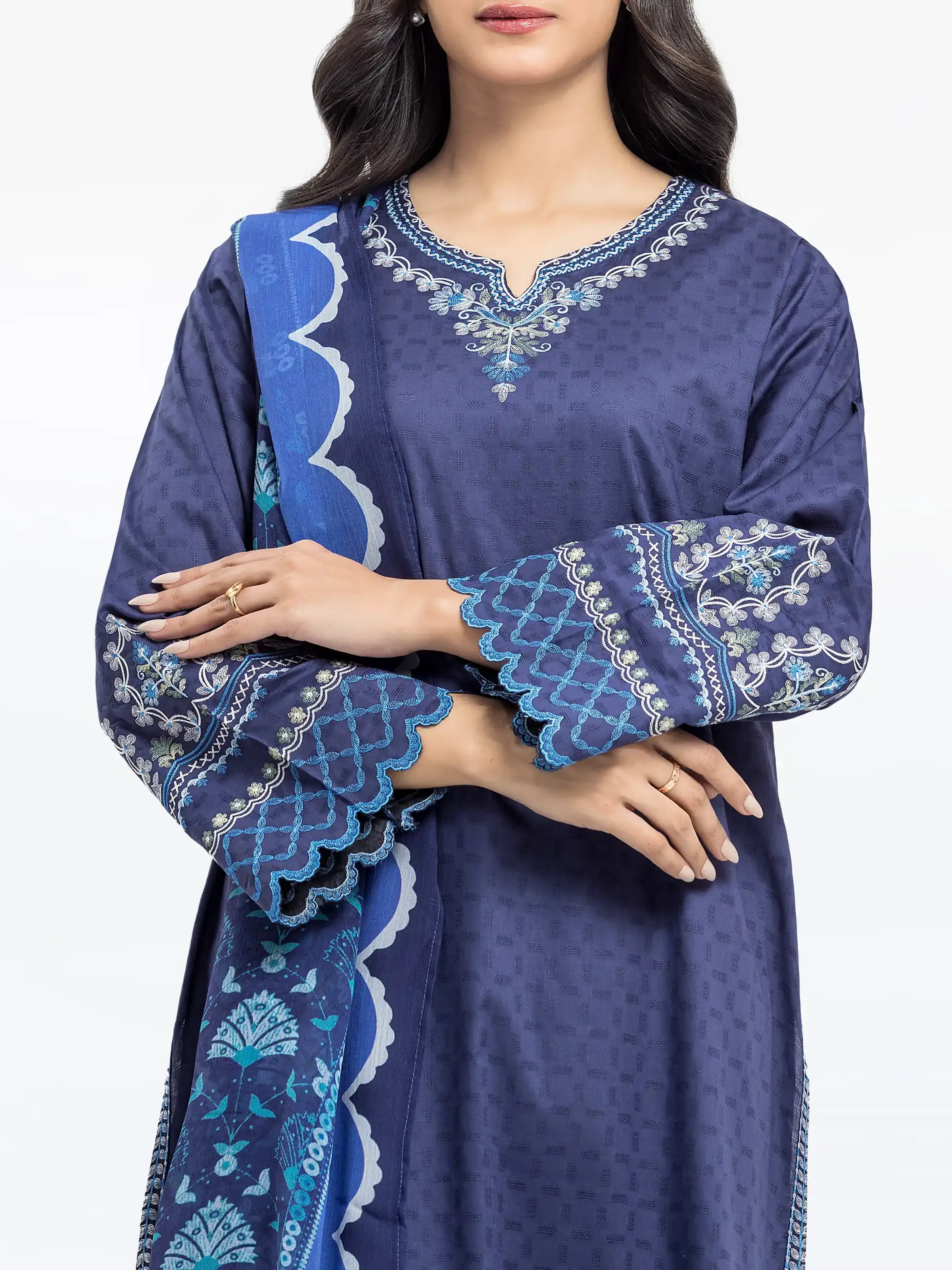 Embroidered Dobby Suit - EWTKE24-81337-3P - Image 2