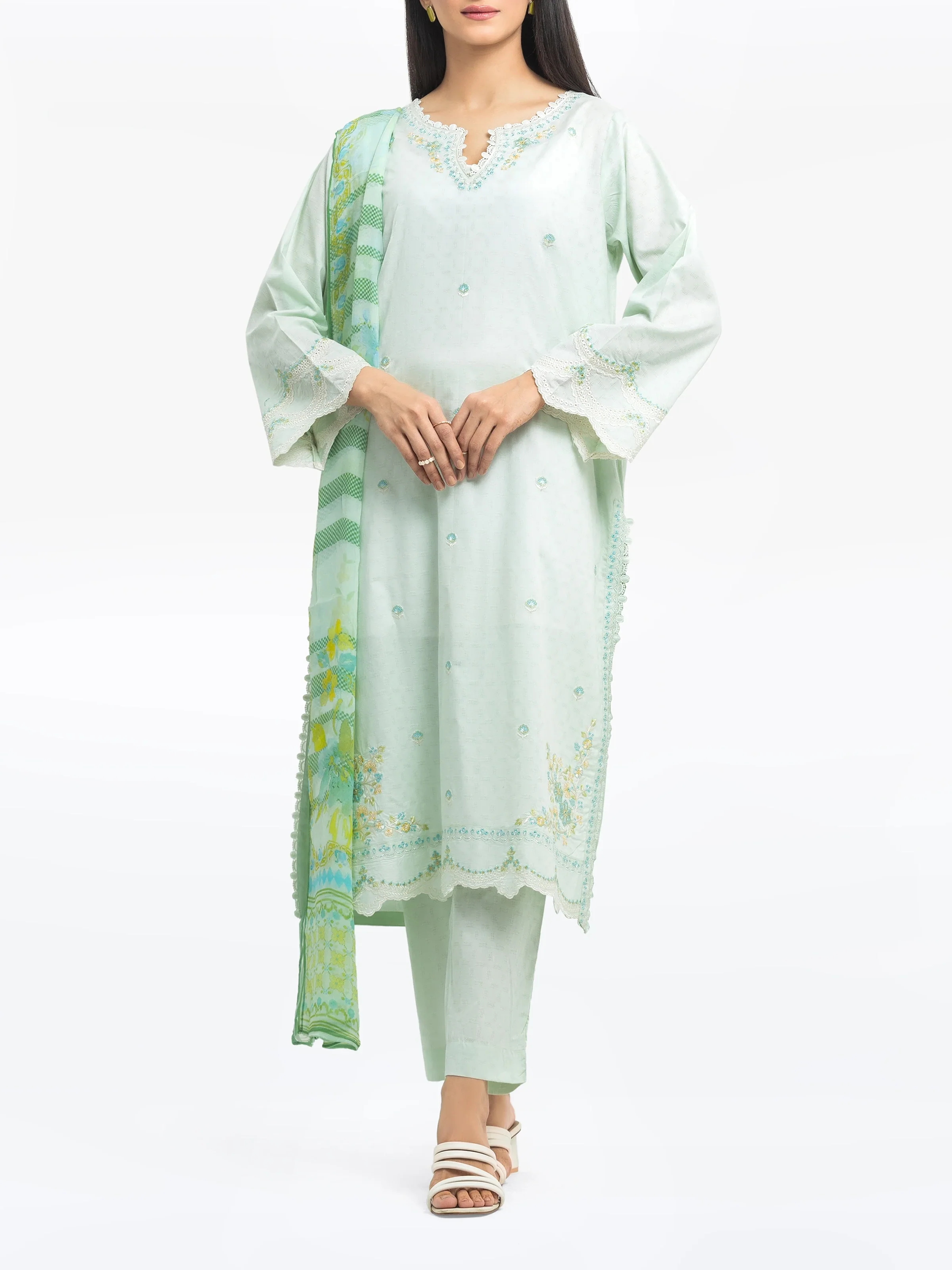 Embroidered Dobby Suit - EWTKE24-81338-3P