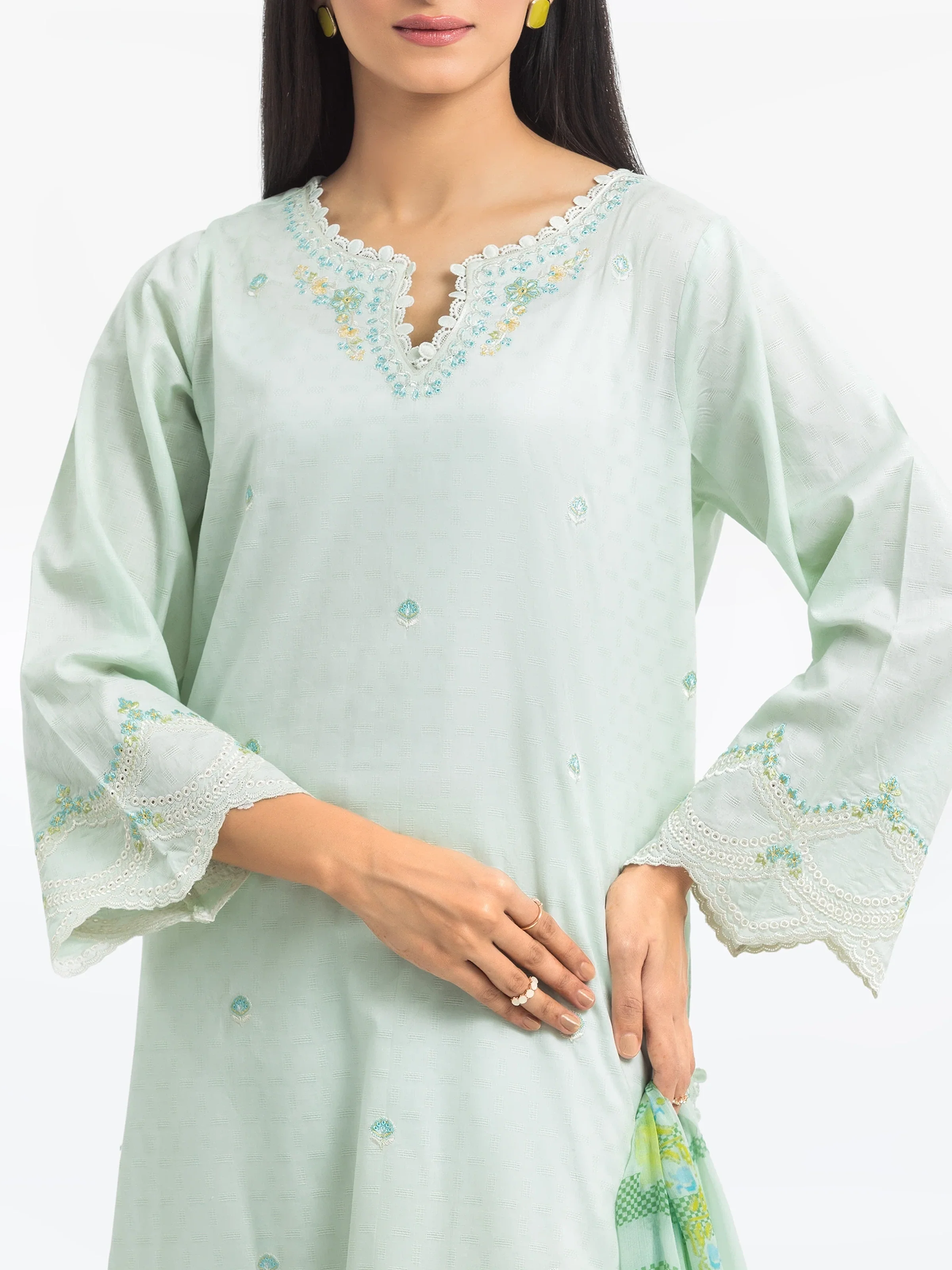 Embroidered Dobby Suit - EWTKE24-81338-3P - Image 2