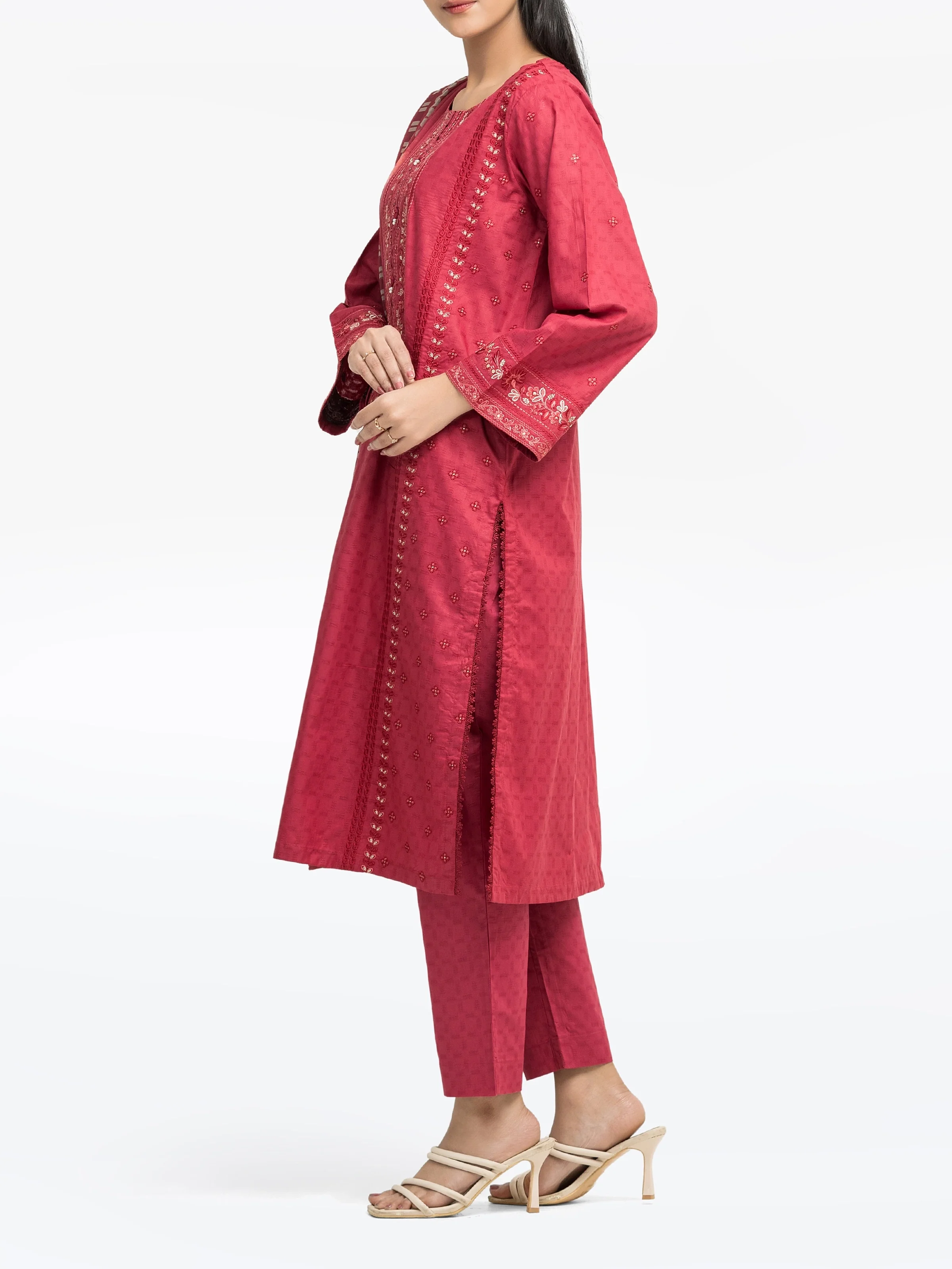 Embroidered Dobby Suit - EWTKE24-81341-3P - Image 5