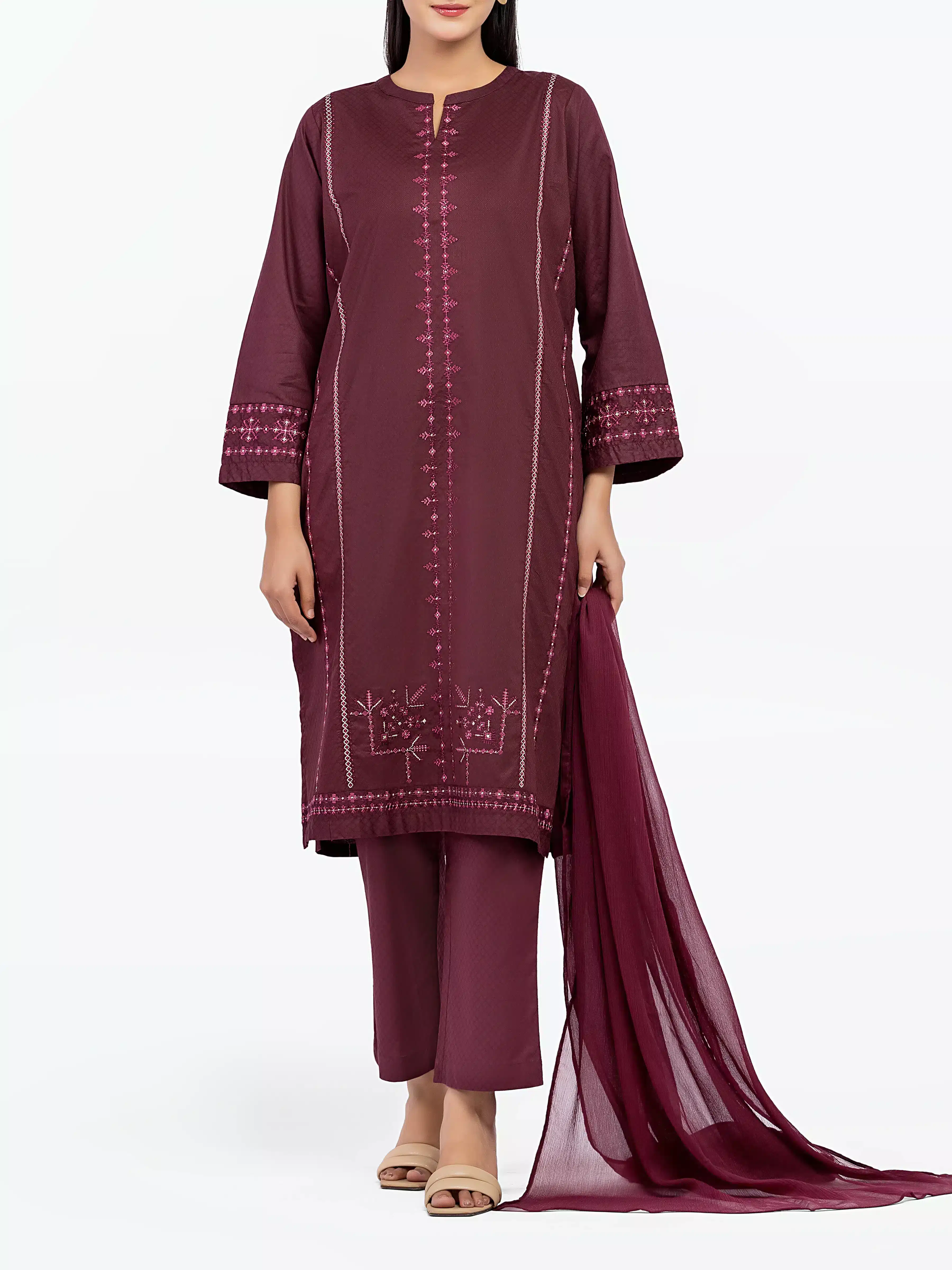 Embroidered Dobby Suit - EWTKE5-81442-3P