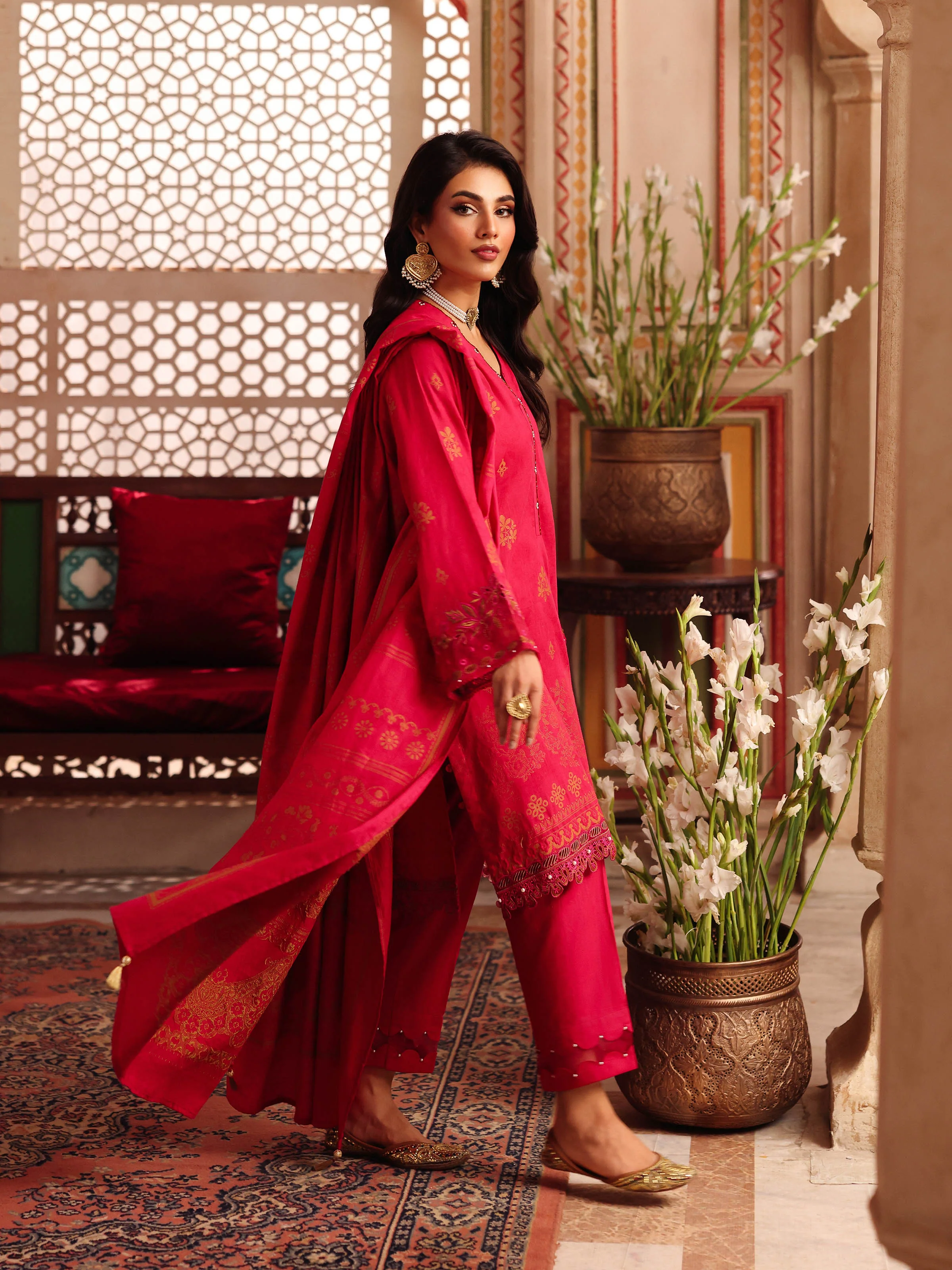 Embroidered Jacquard Suit - EWTKE5-81079-3P - Image 5