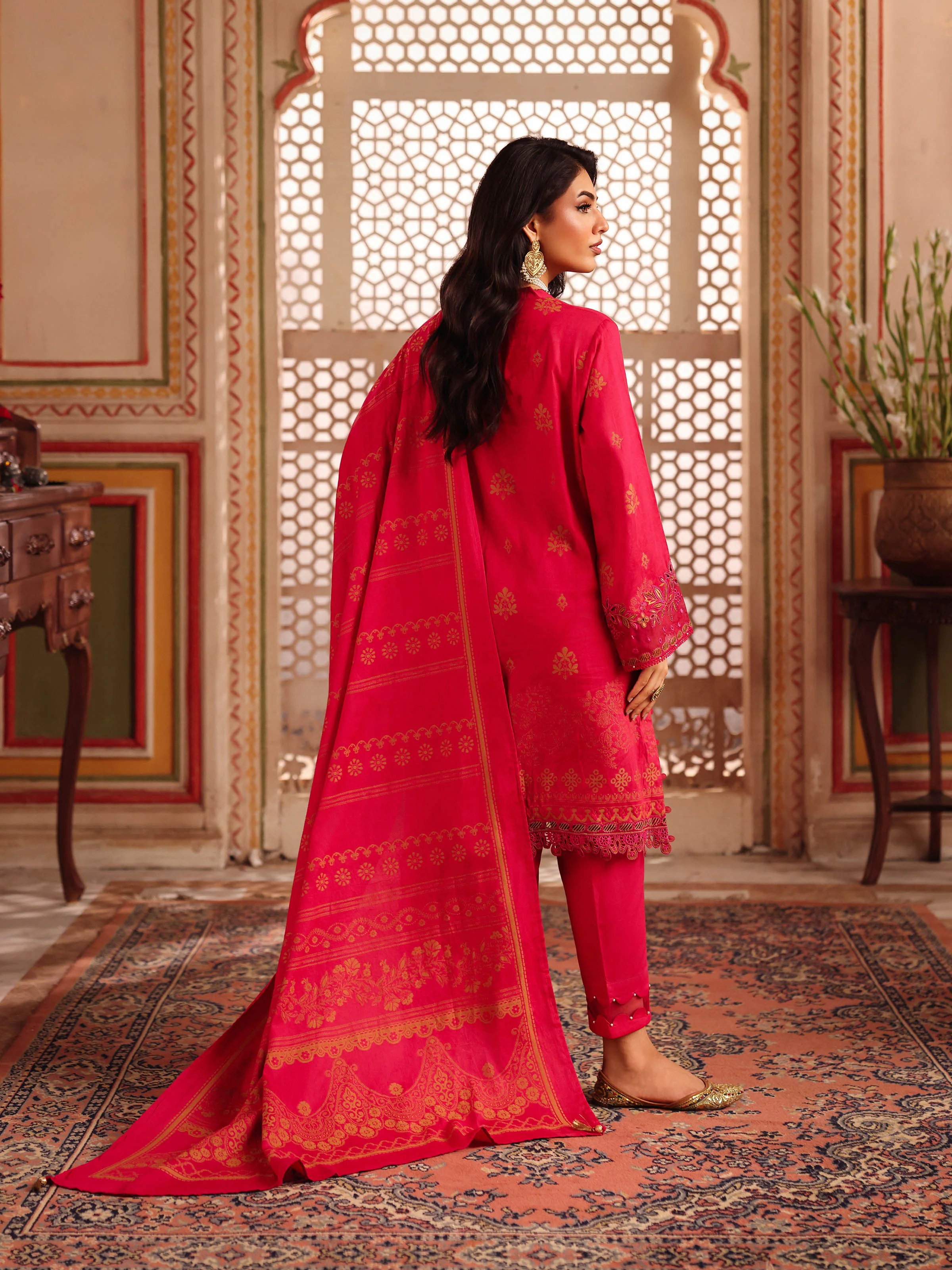 Embroidered Jacquard Suit - EWTKE5-81079-3P - Image 6
