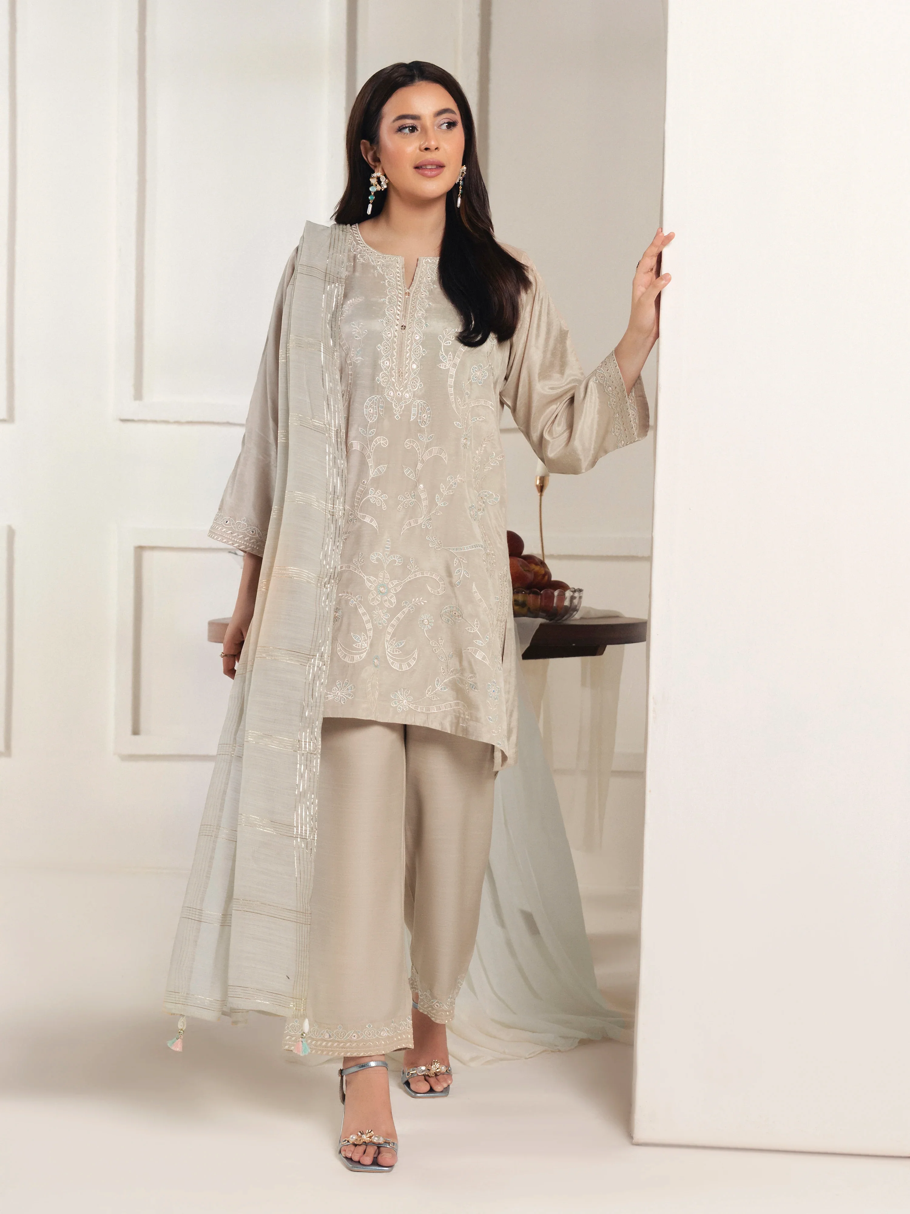 Embroidered Karandi Suit - EWTKED6-86076-3P