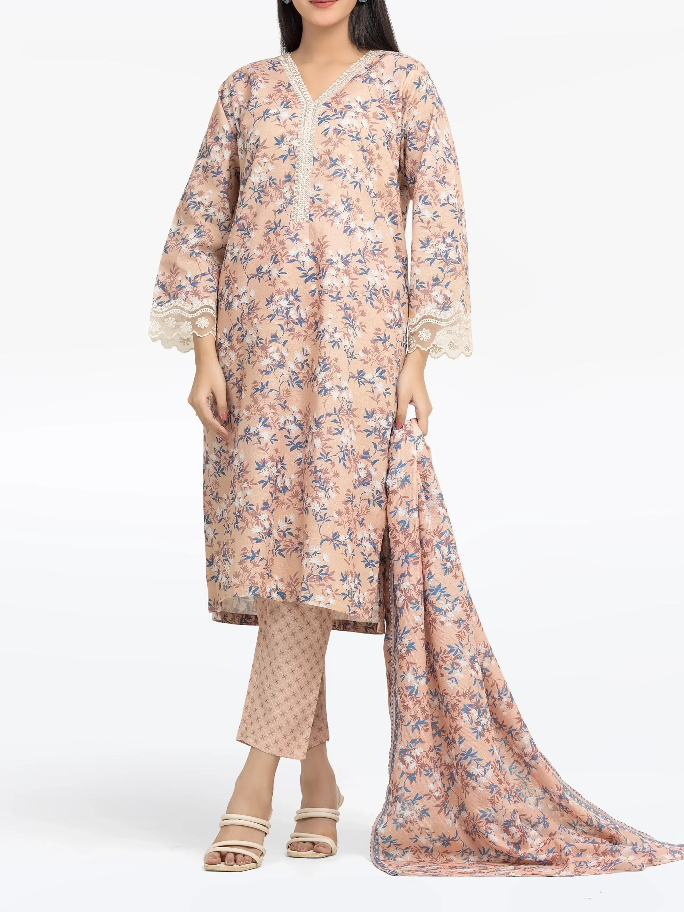 Embroidered Khaddar Suit - EWTKE24-81324-3P