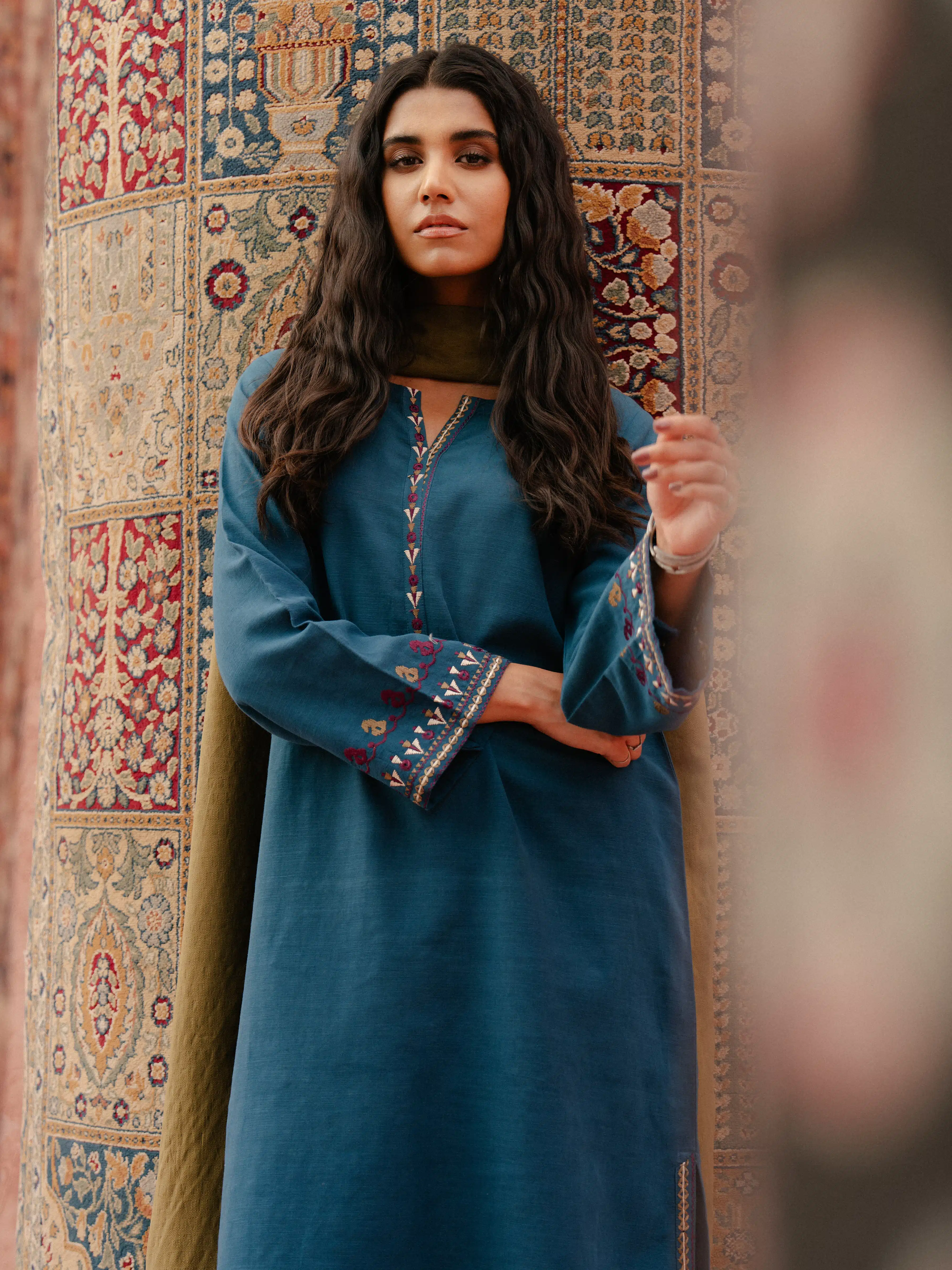 Embroidered Khaddar Suit - EWTKE24-81370-3P - Image 3