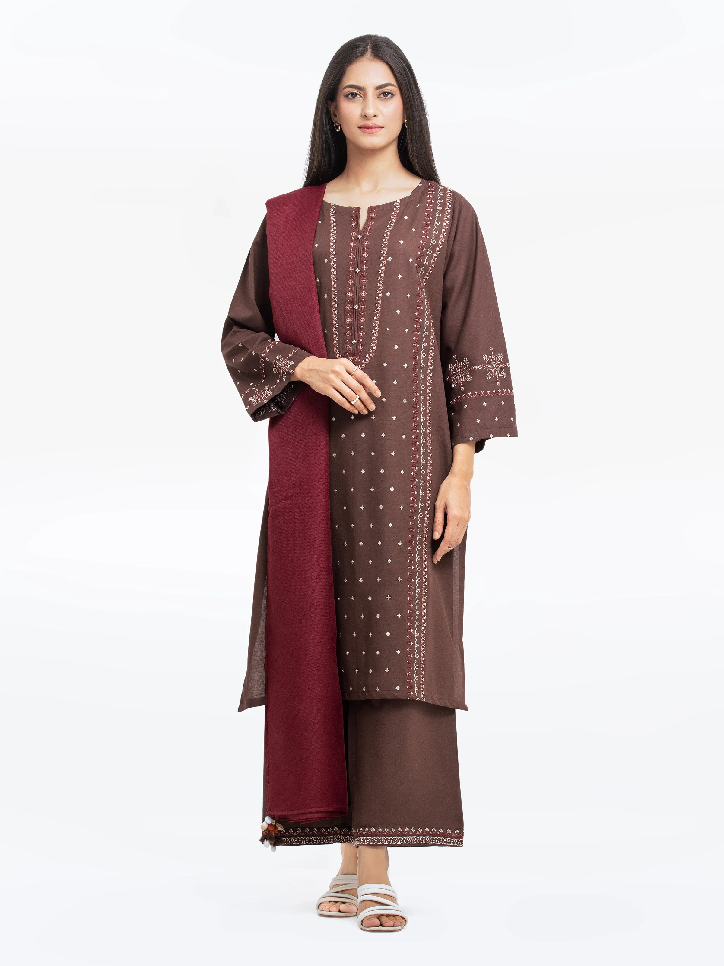 Embroidered Khaddar Suit - EWTKE24-81372-3P - Image 2