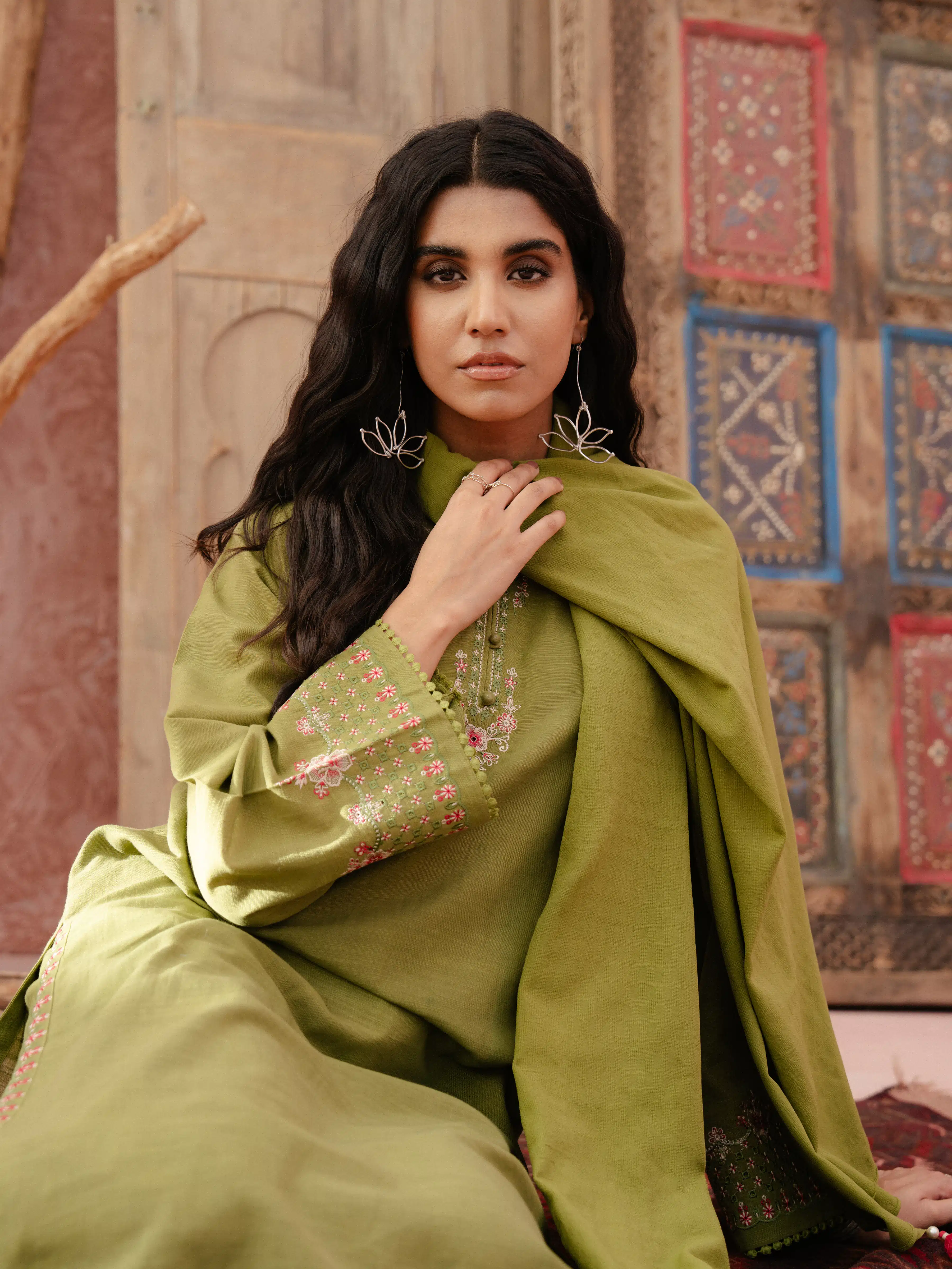 Embroidered Khaddar Suit - EWTKE24-81373-3P - Image 2